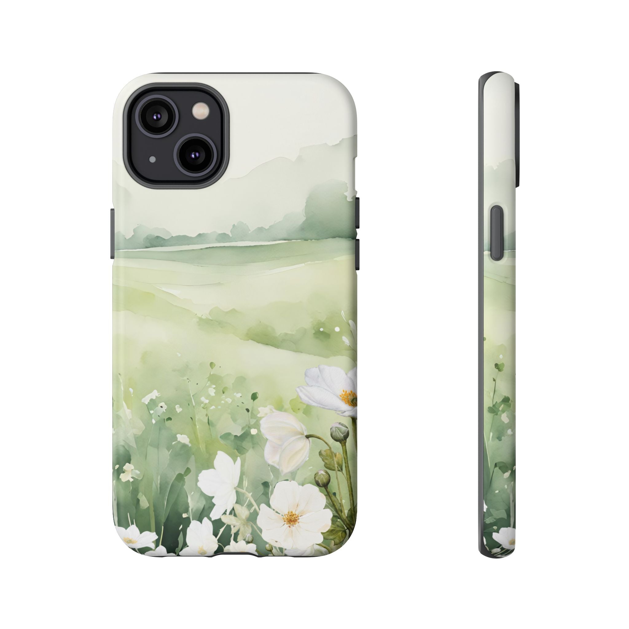 Phone Case - Soft Serene Landscape with White Flowers