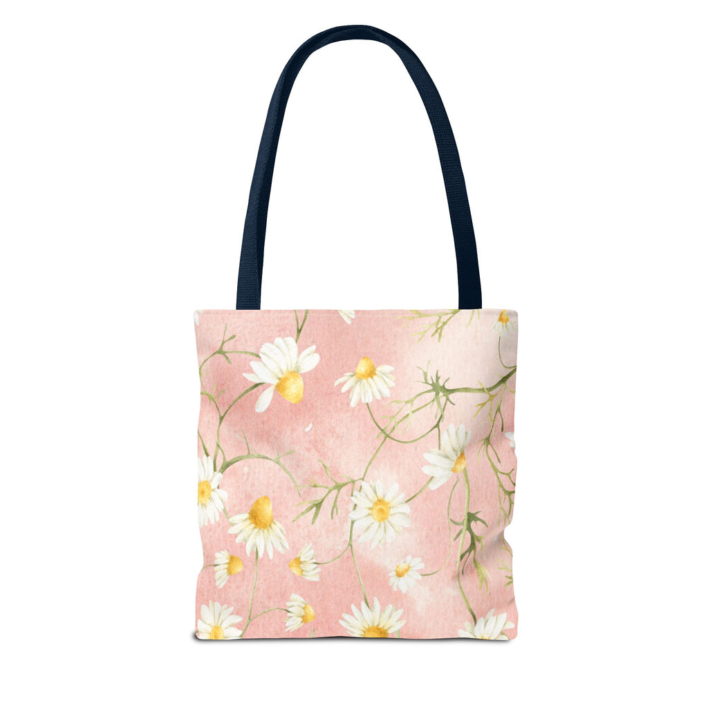 Dainty Daisy Floral Tote Bag | Pink Watercolor Daisies, All-Over Print