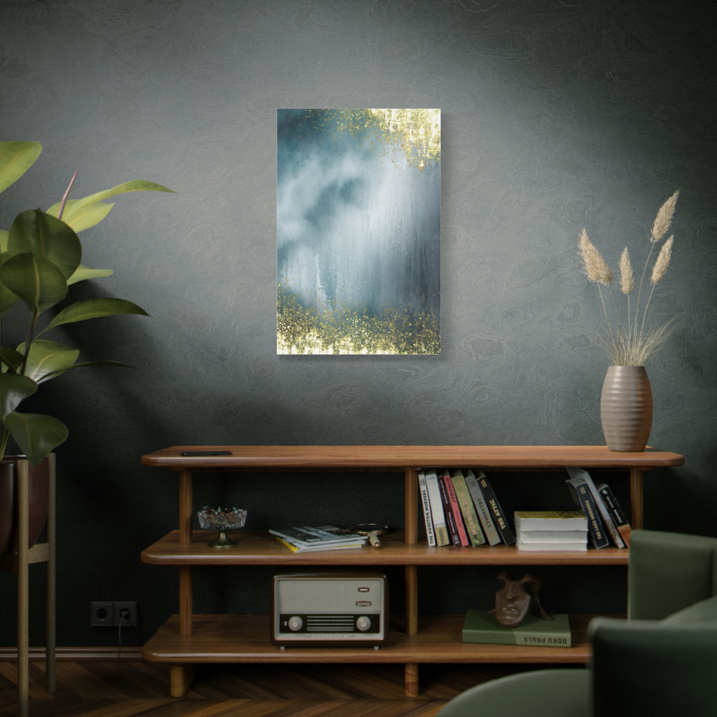 Abstract Teal & Gold Matte Canvas Print — Stretched Wall Art