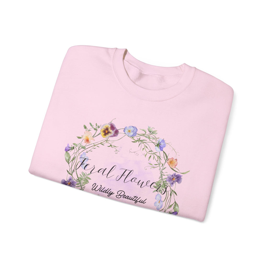 Floral Crewneck Sweatshirt with 'Wildly Beautiful' Slogan