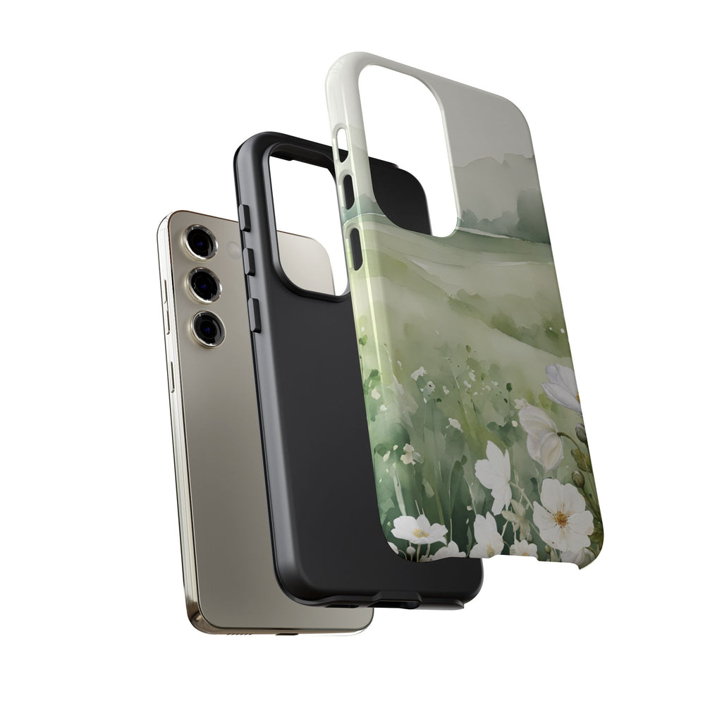 Phone Case - Soft Serene Landscape with White Flowers