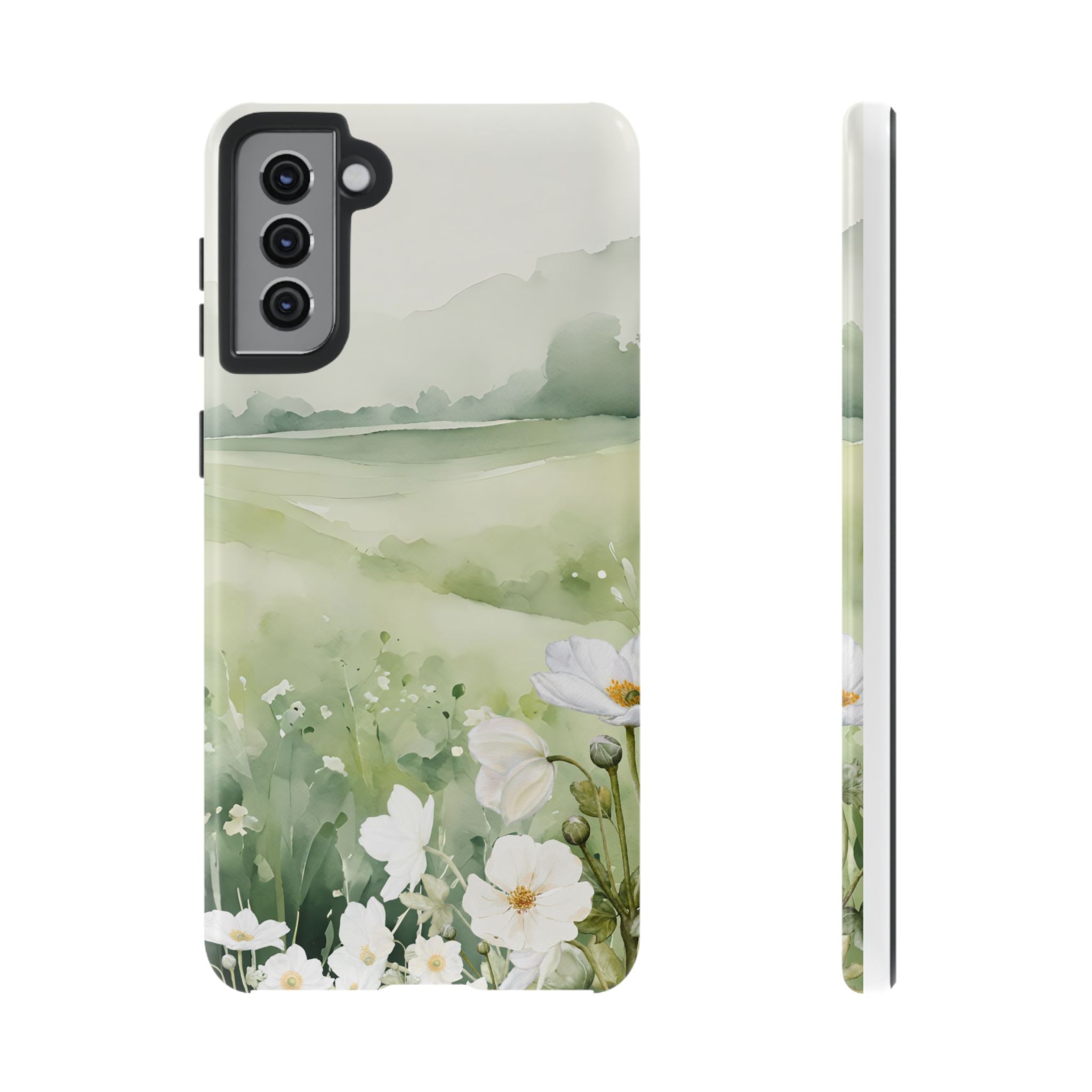 Phone Case - Soft Serene Landscape with White Flowers