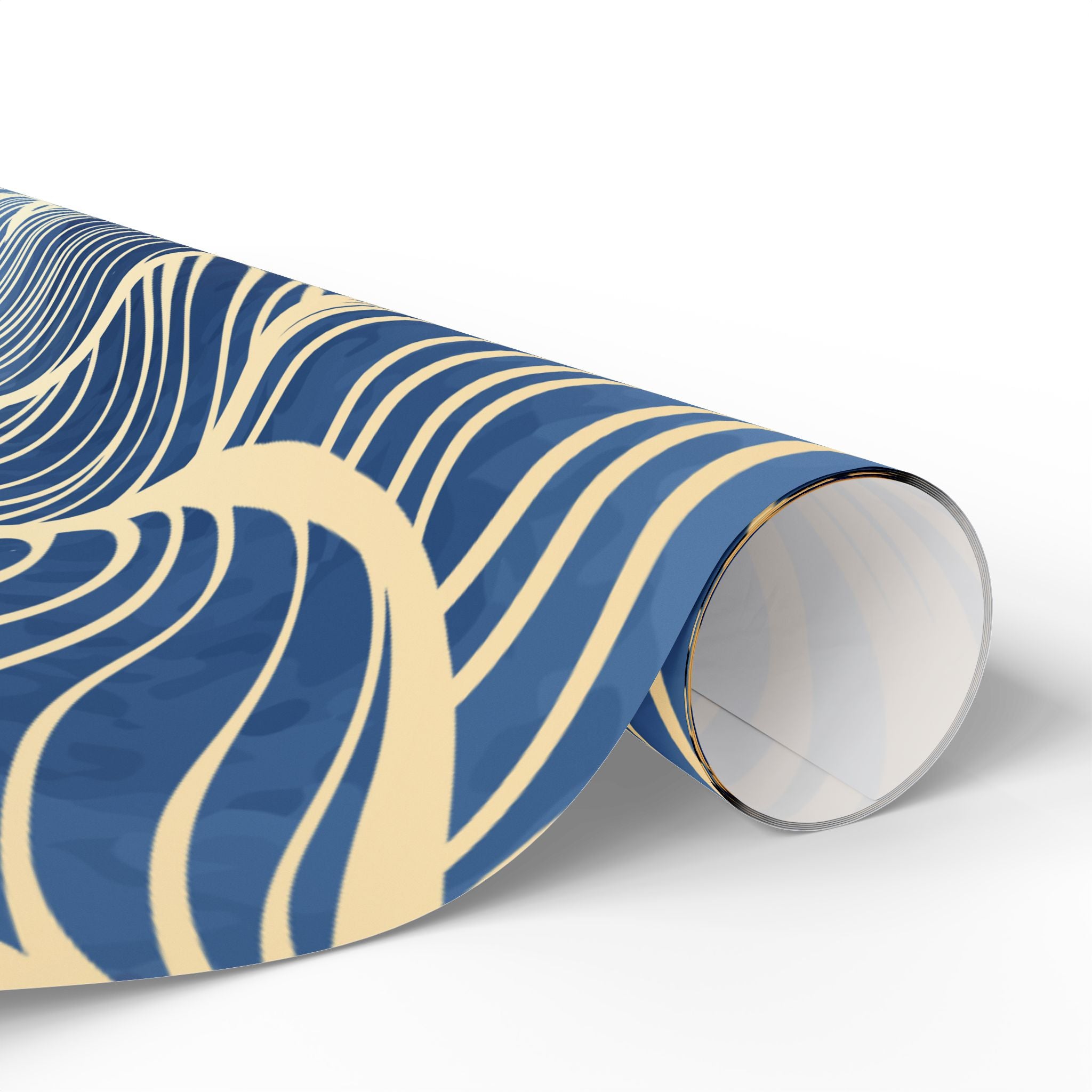 Wrapping Paper - Navy Blue with Gold Leaf Pattern Gift Wrap