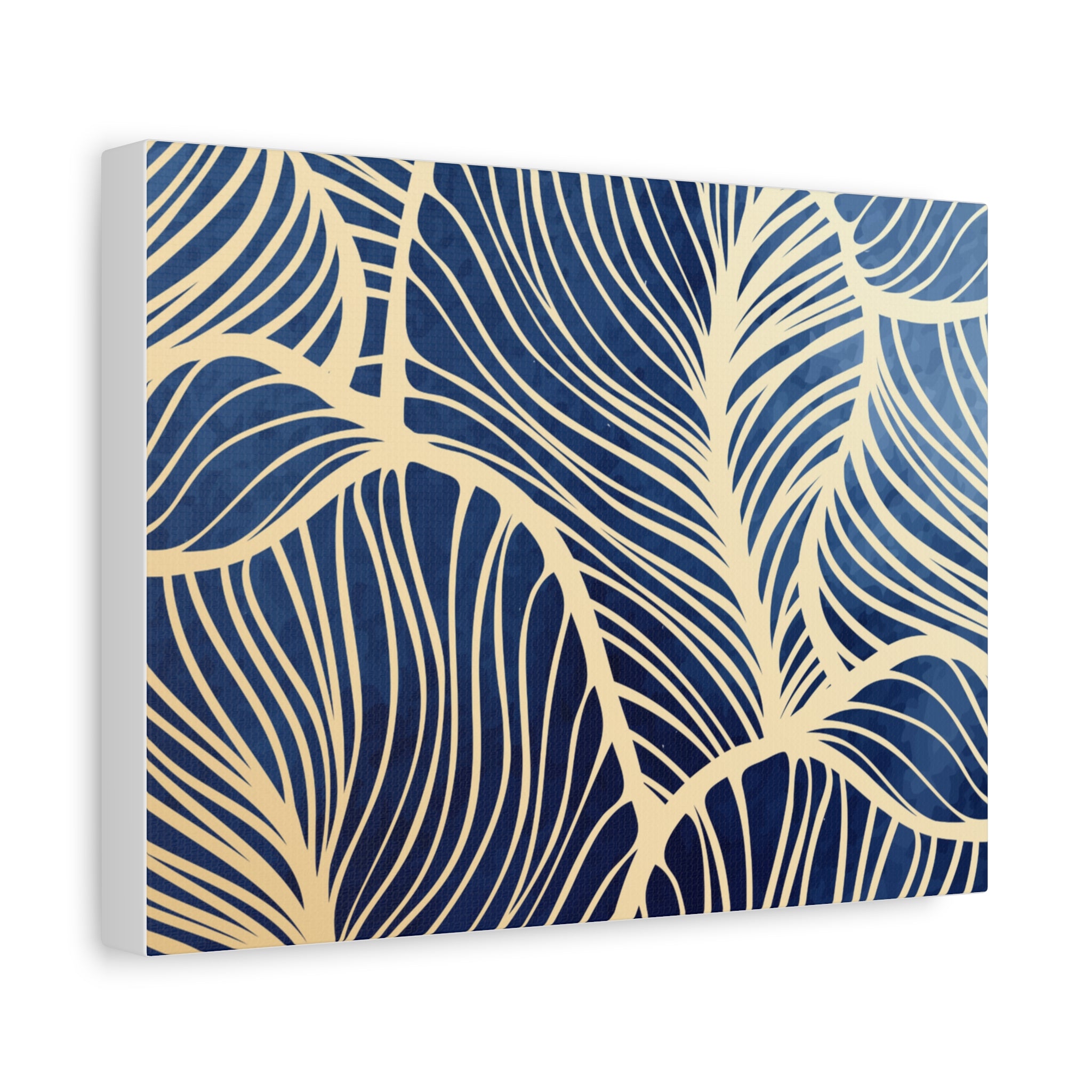Navy Leaf Pattern Canvas Wall Art 12 x9, 11 x14, 12x16