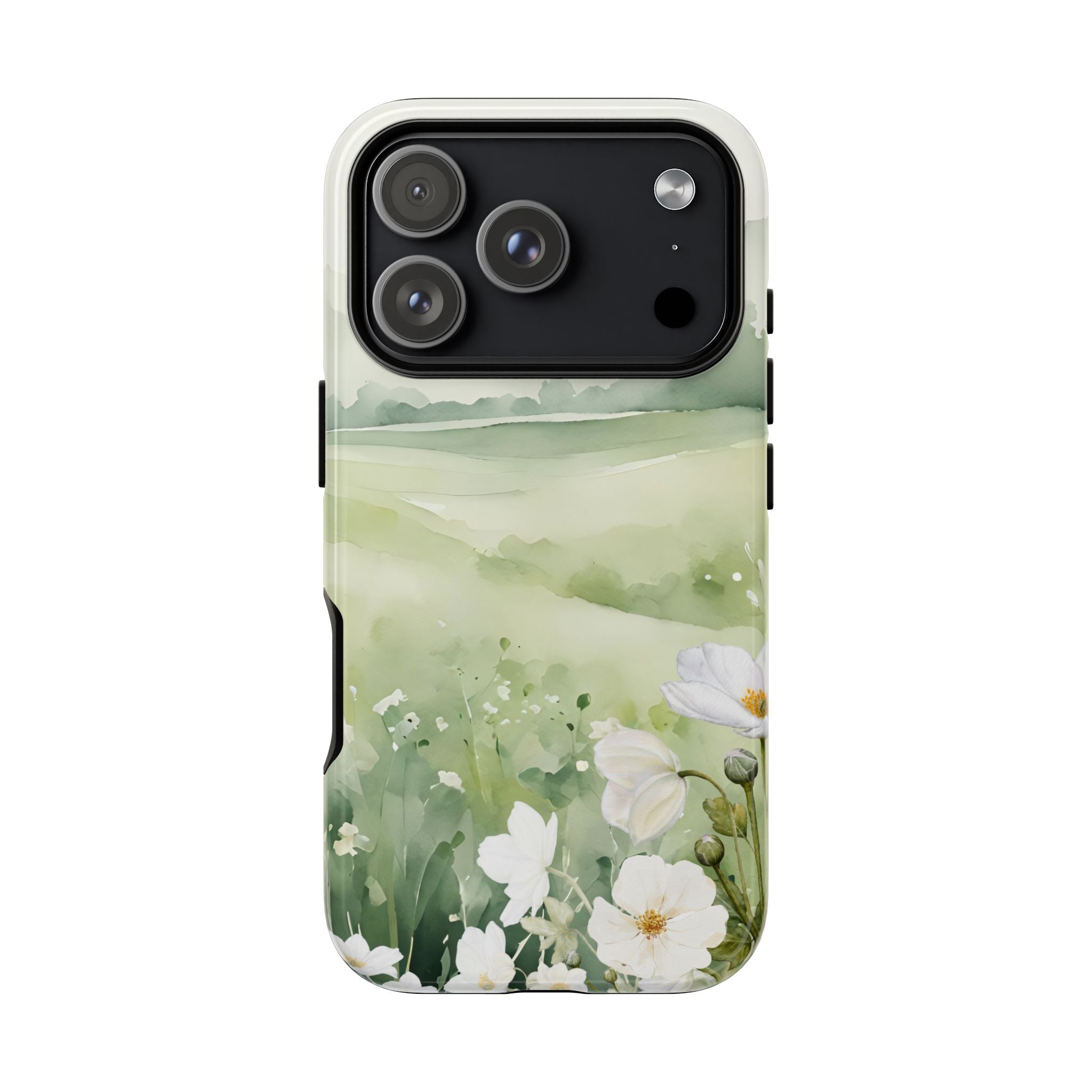 Phone Case - Soft Serene Landscape with White Flowers