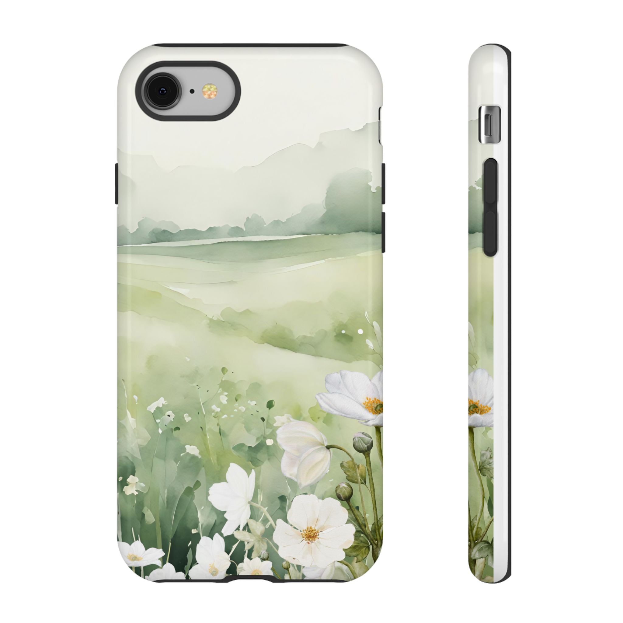 Phone Case - Soft Serene Landscape with White Flowers