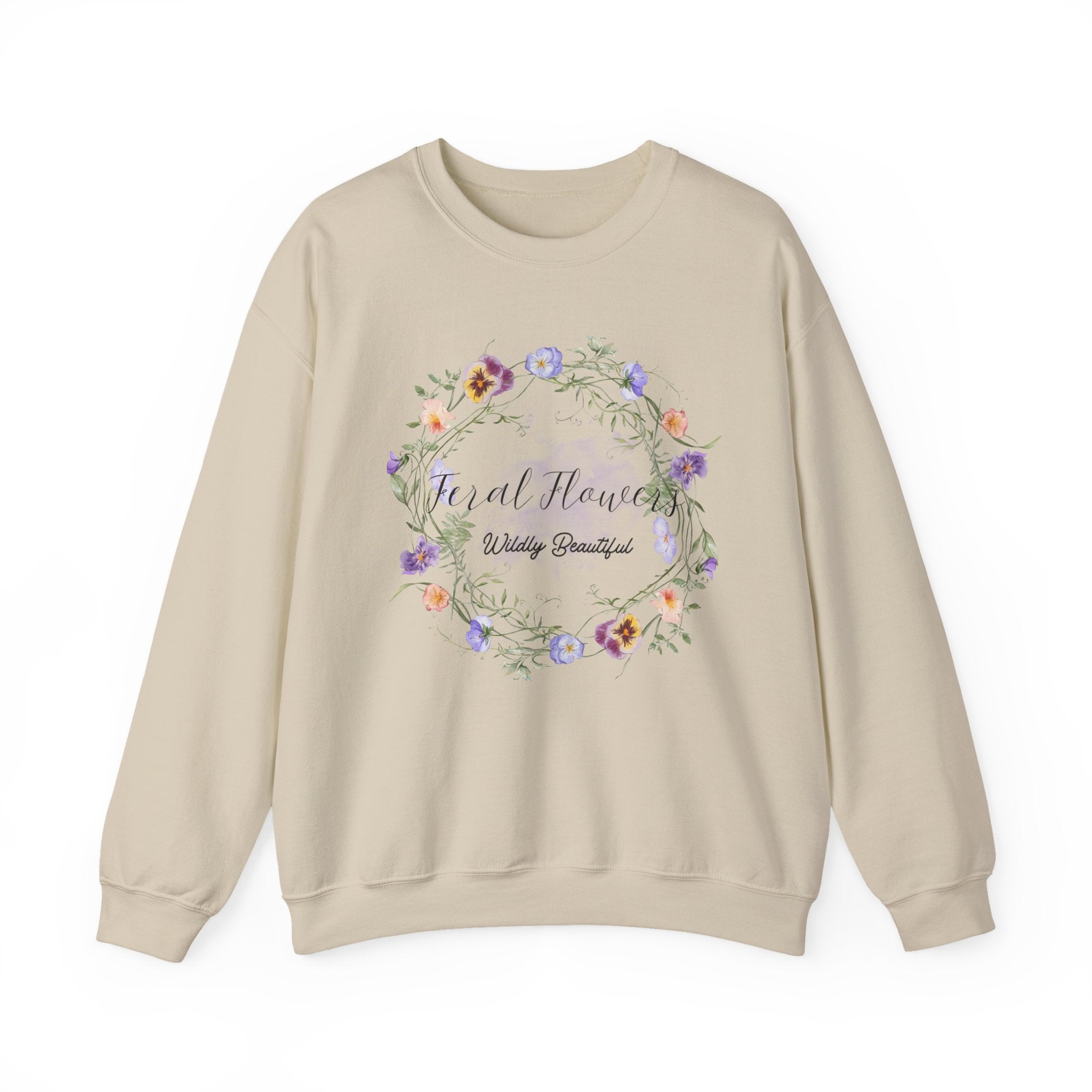 Floral Crewneck Sweatshirt with 'Wildly Beautiful' Slogan