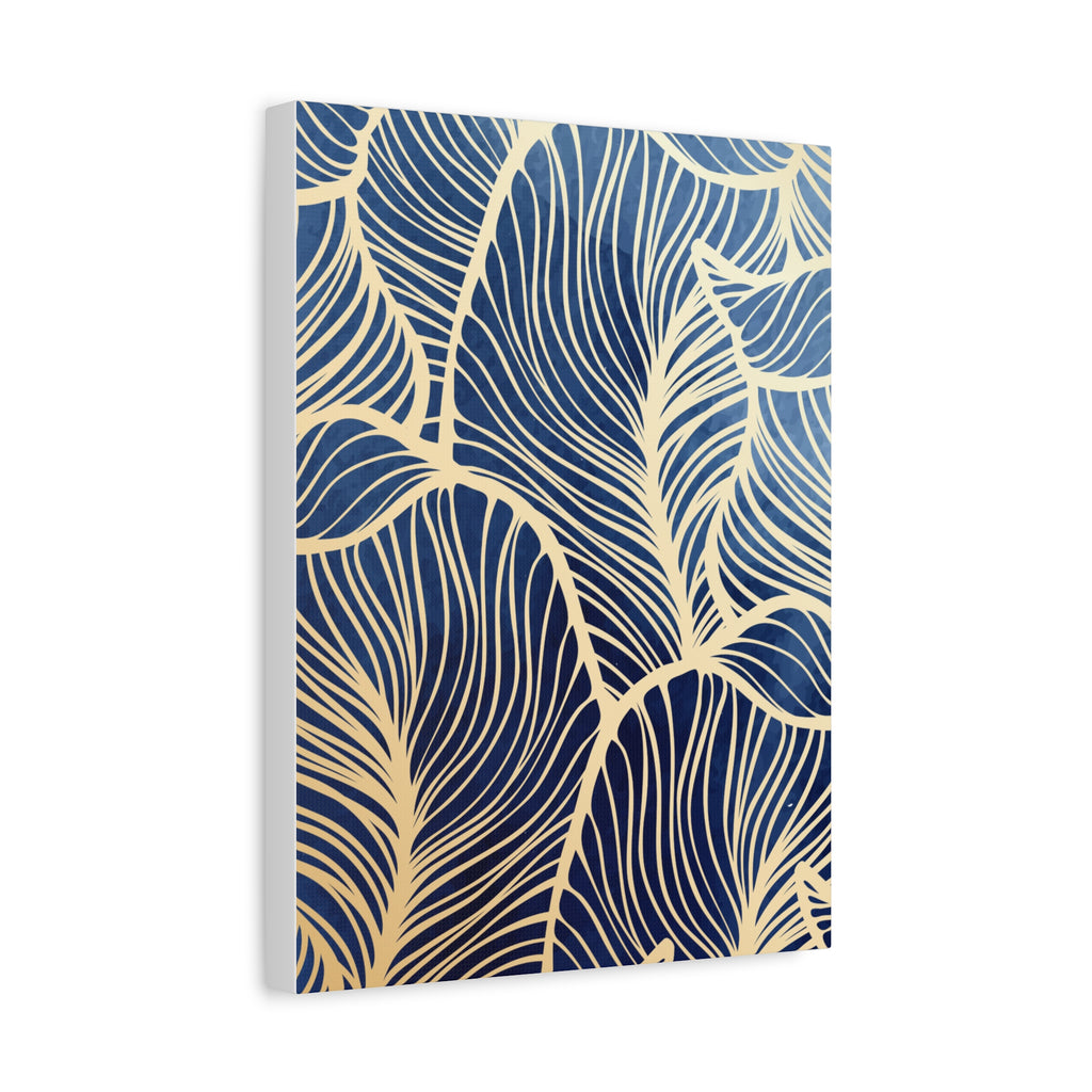 Navy Leaf Pattern Canvas Wall Art 12 x9, 11 x14, 12x16