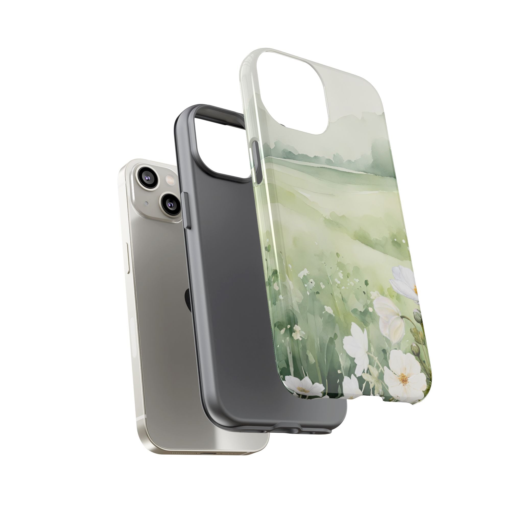 Phone Case - Soft Serene Landscape with White Flowers