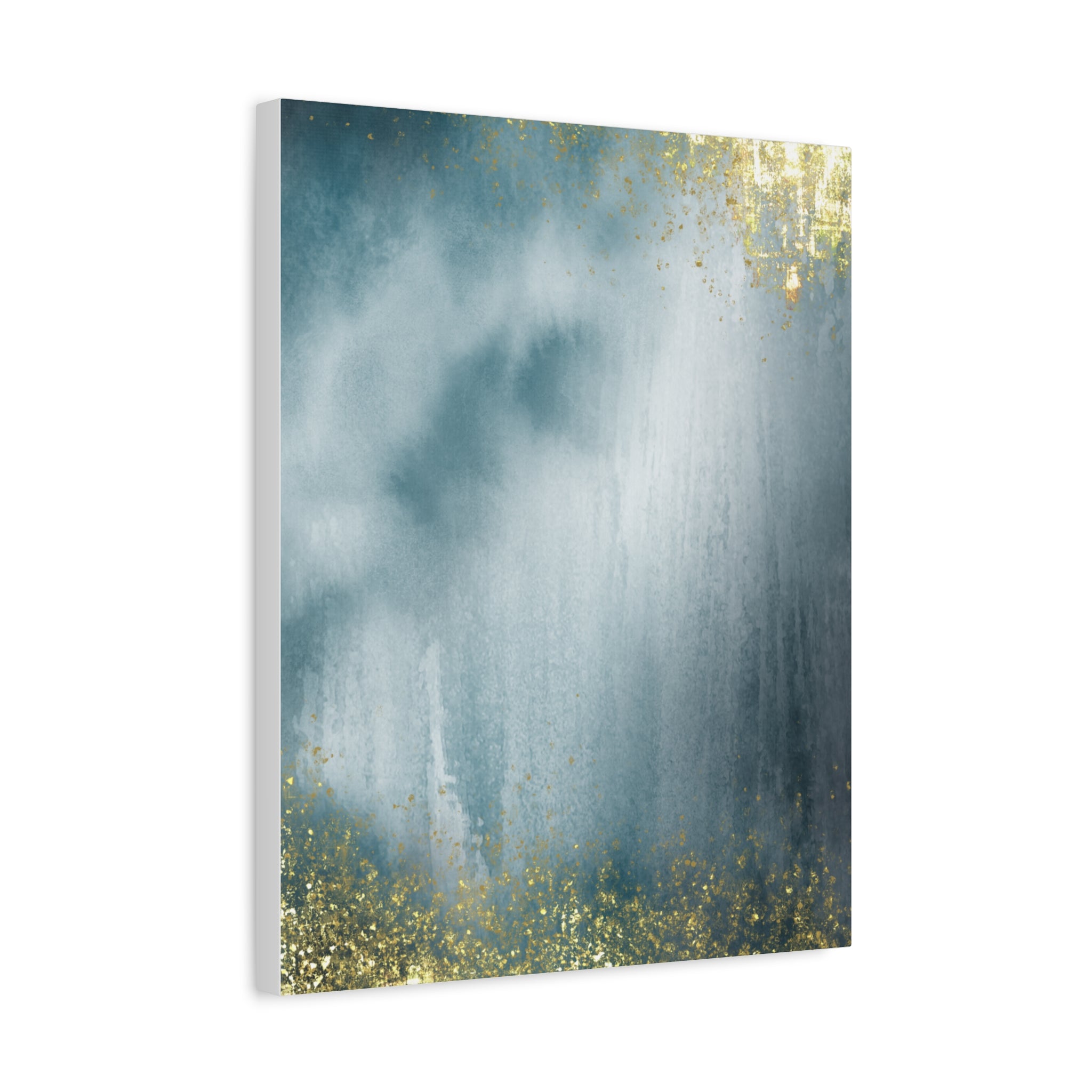 Abstract Teal & Gold Matte Canvas Print — Stretched Wall Art