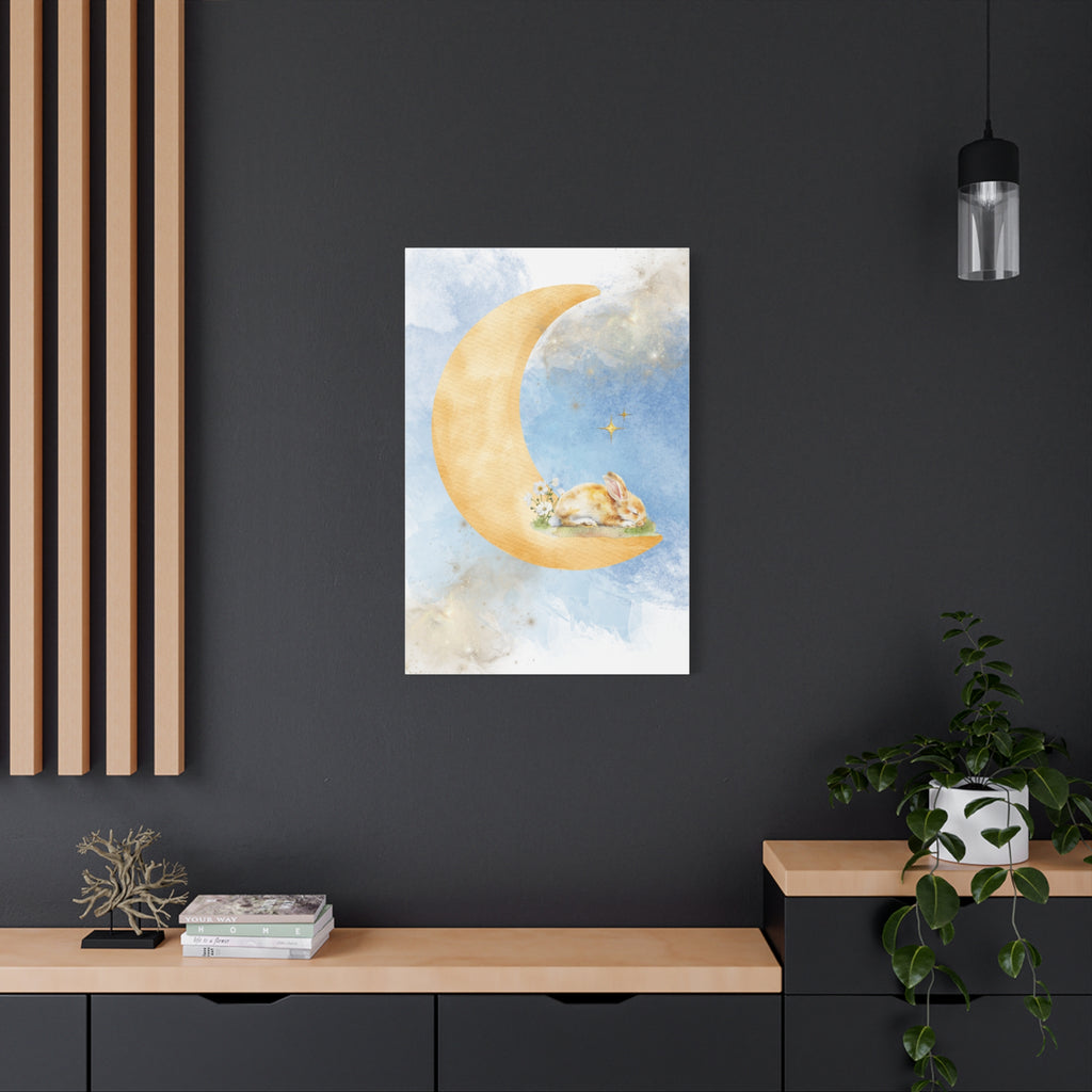 Whimsical Moon Rabbit Canvas Art