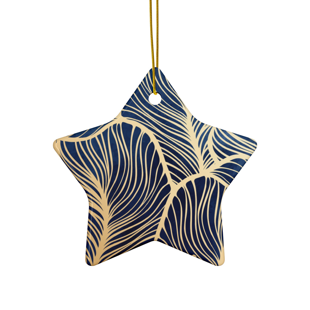 Ceramic Ornament, Elegant Navy Blue and Gold