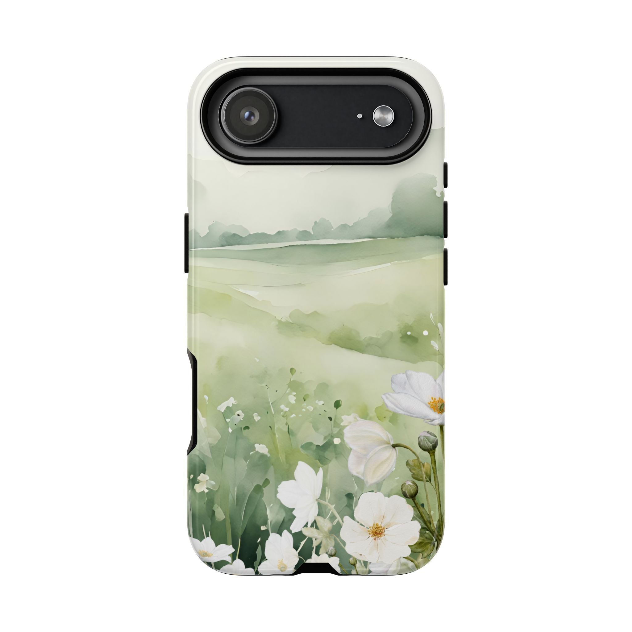 Phone Case - Soft Serene Landscape with White Flowers