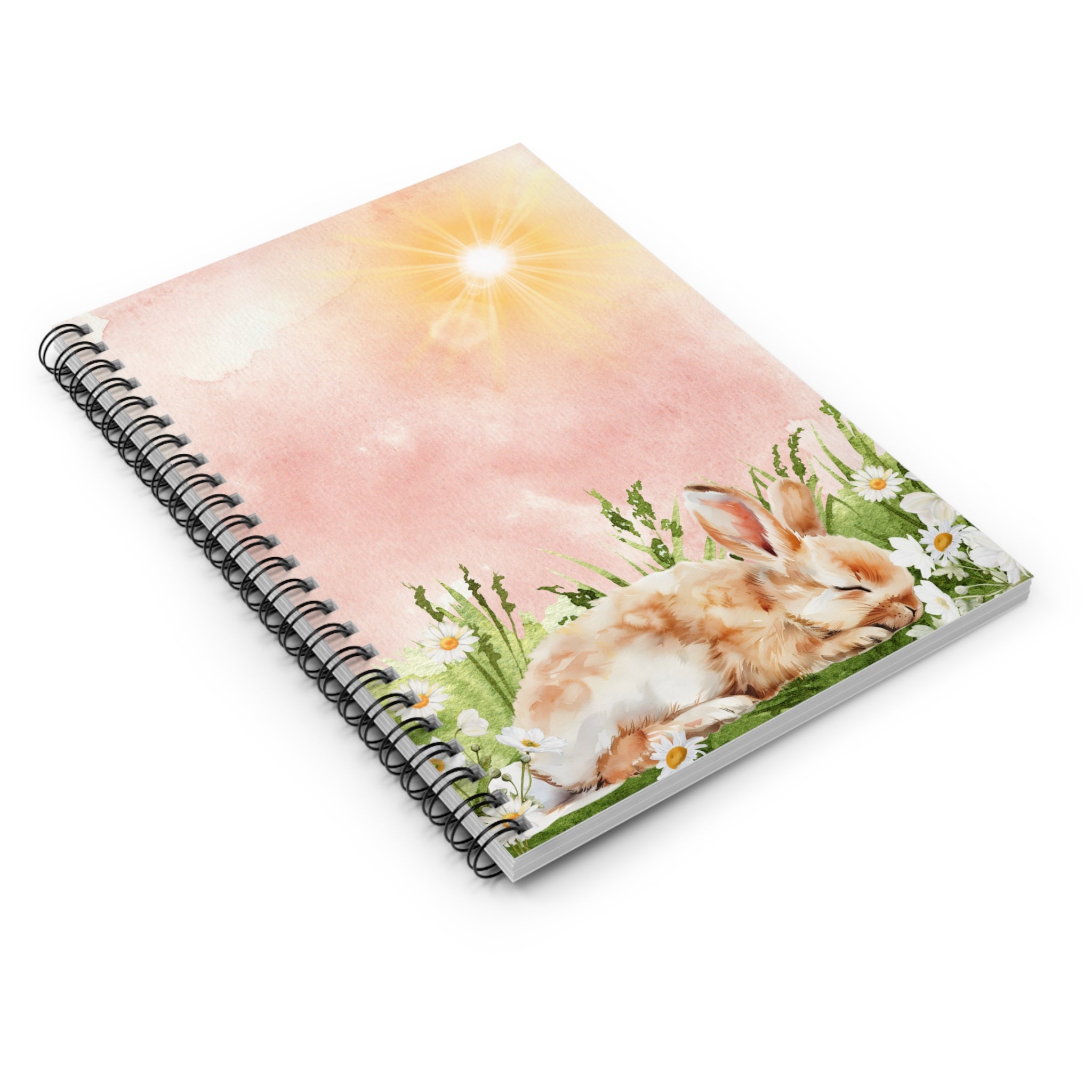 Floral Bunny Spiral Notebook - Cute Ruled Journal for Nature Lovers