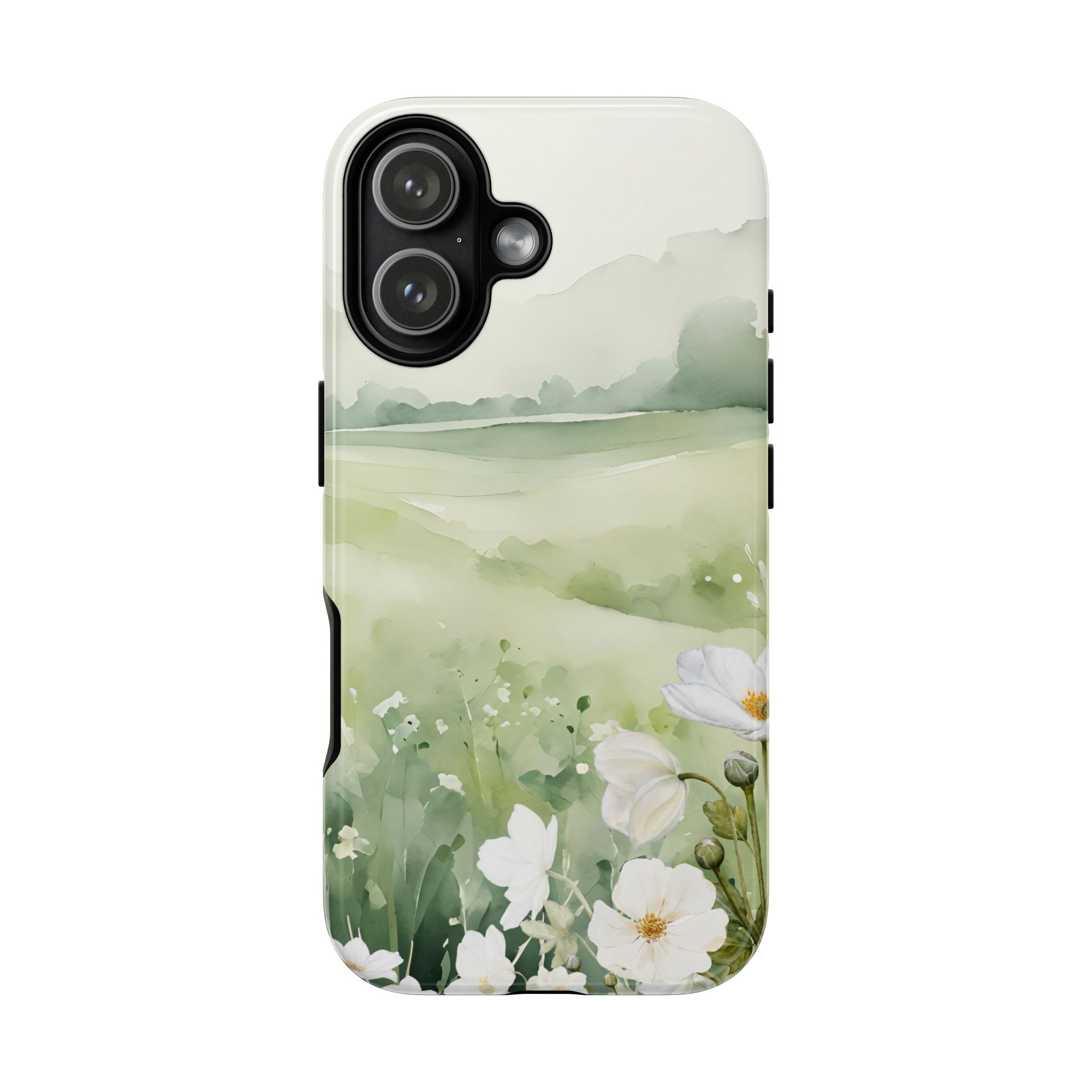 Phone Case - Soft Serene Landscape with White Flowers