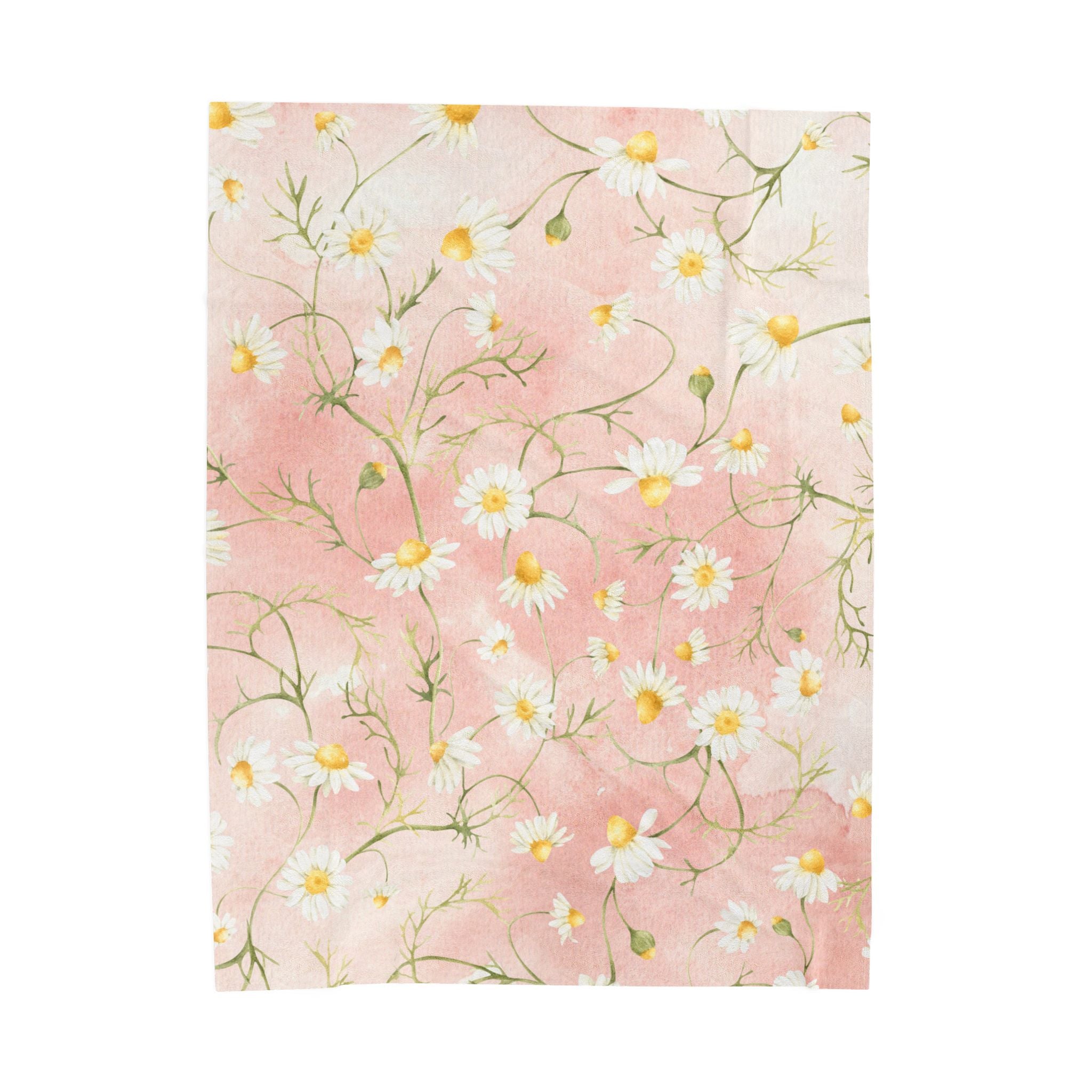 Daisy Meadow Throw Blanket | Pink Floral Velveteen Plush Blanket