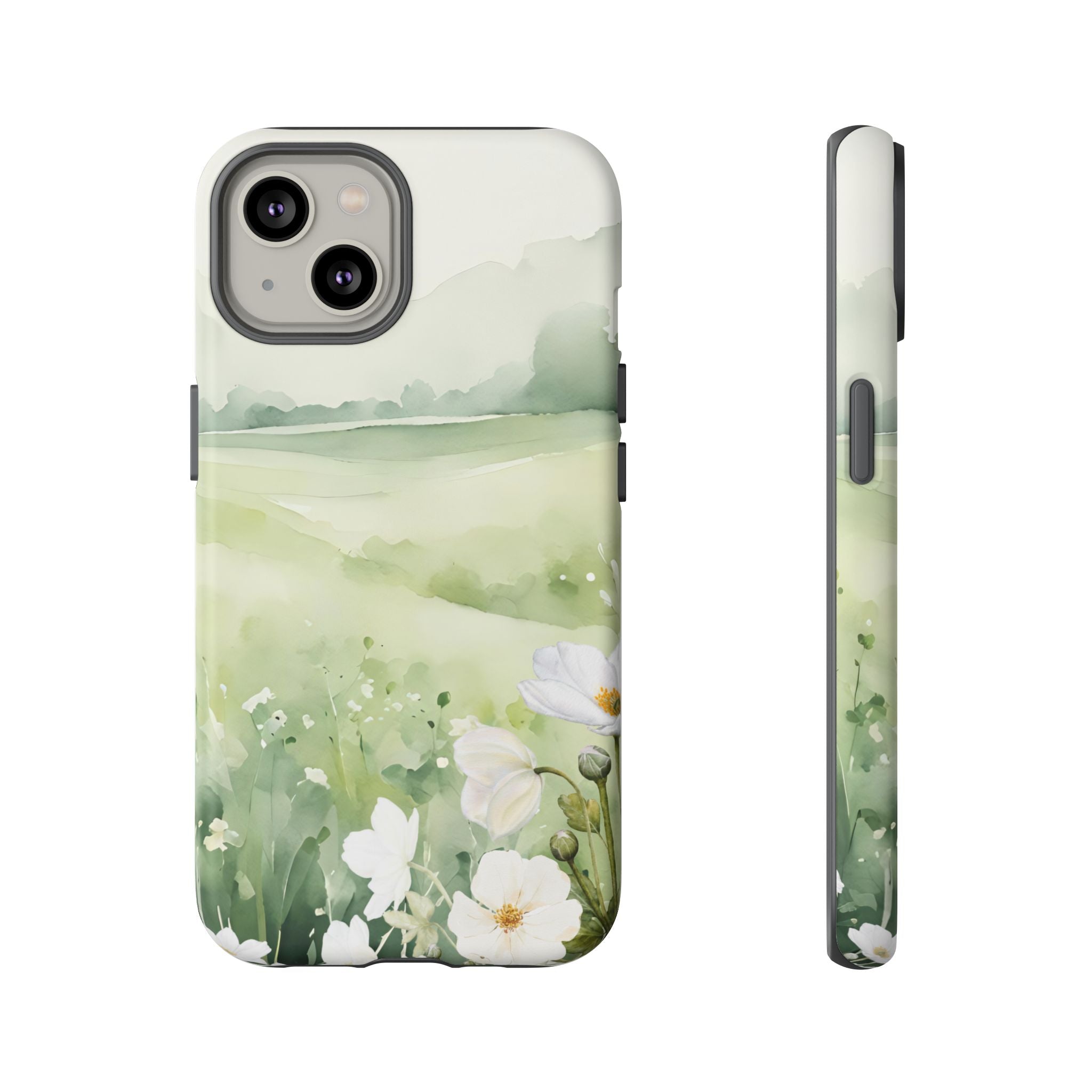 Phone Case - Soft Serene Landscape with White Flowers