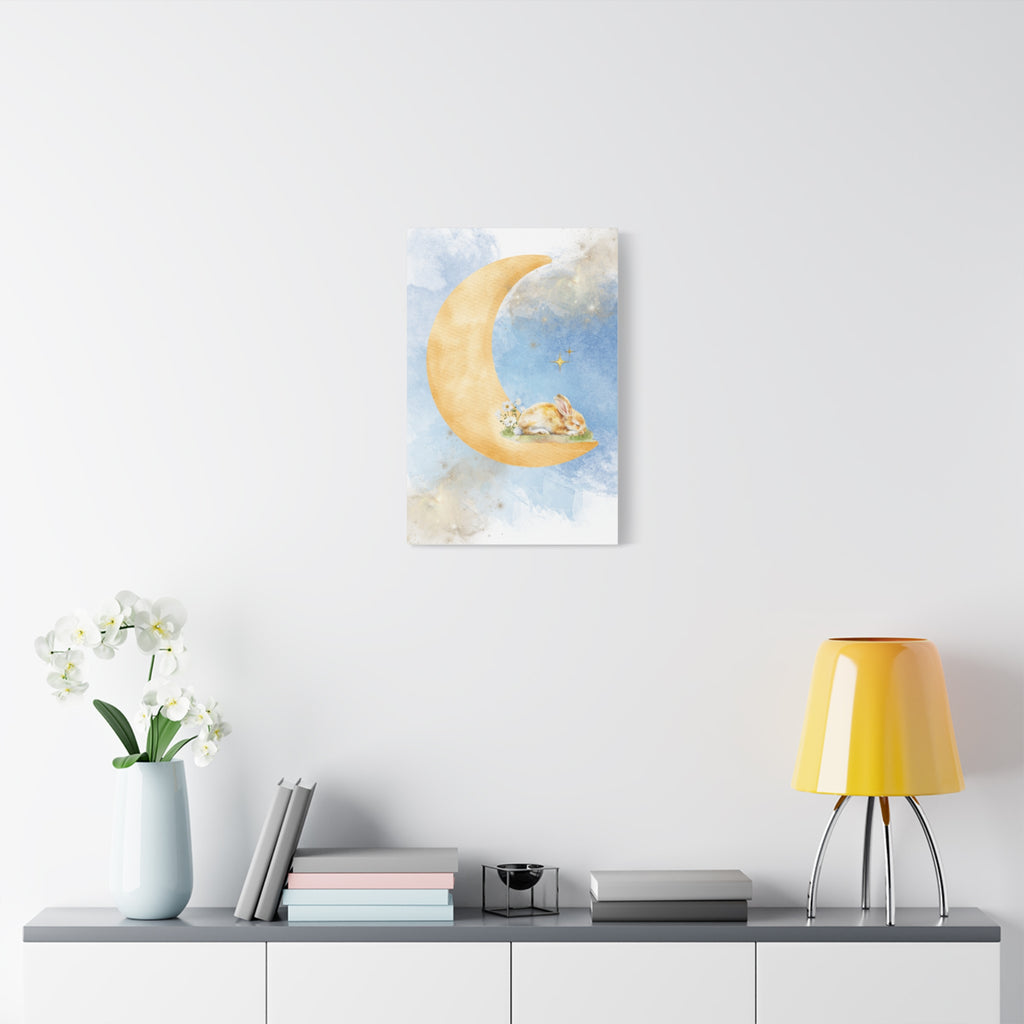 Whimsical Moon Rabbit Canvas Art