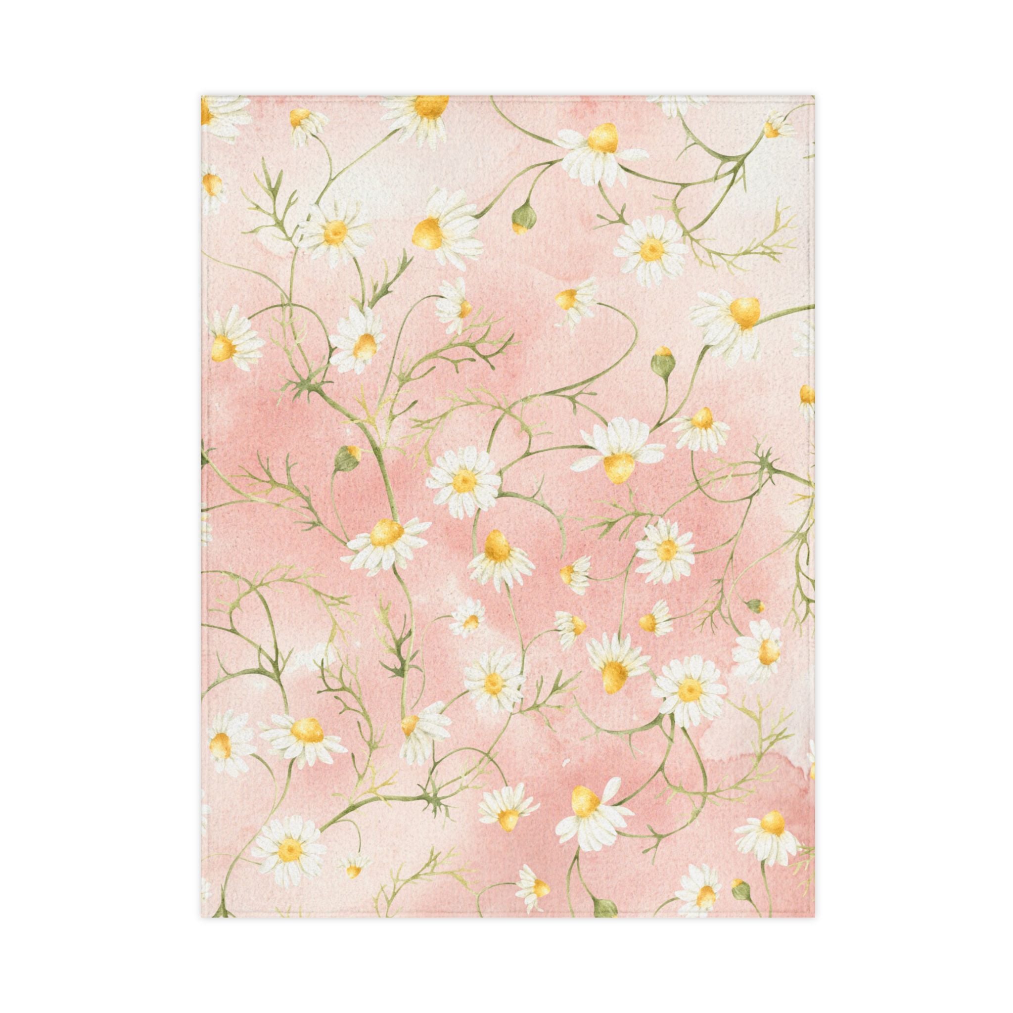 Toddler Blanket - Vintage Sweet Daisies on Soft Pink Watercolor Background, Nursery Decor, Baby Shower Gift, Kids Bedding, Floral Throw