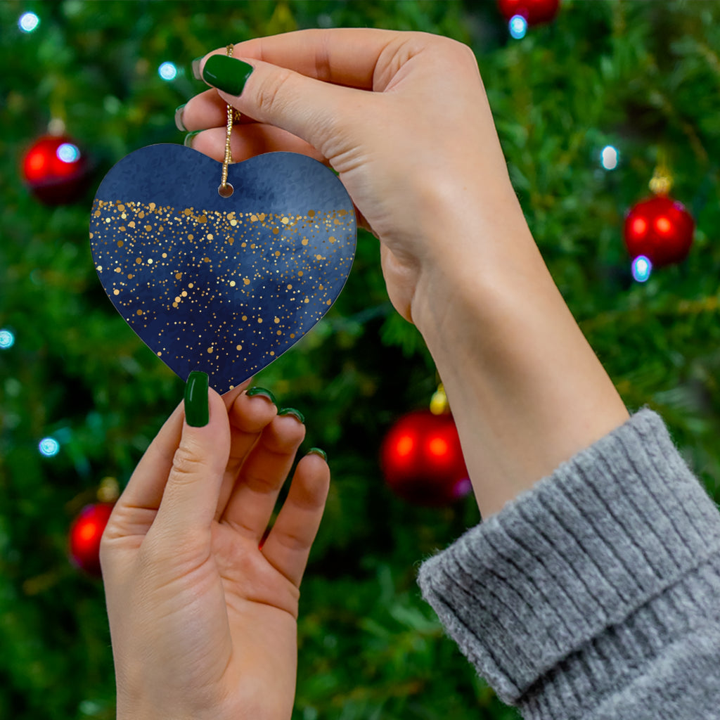 Ceramic Ornament - Elegant Navy Blue and Gold