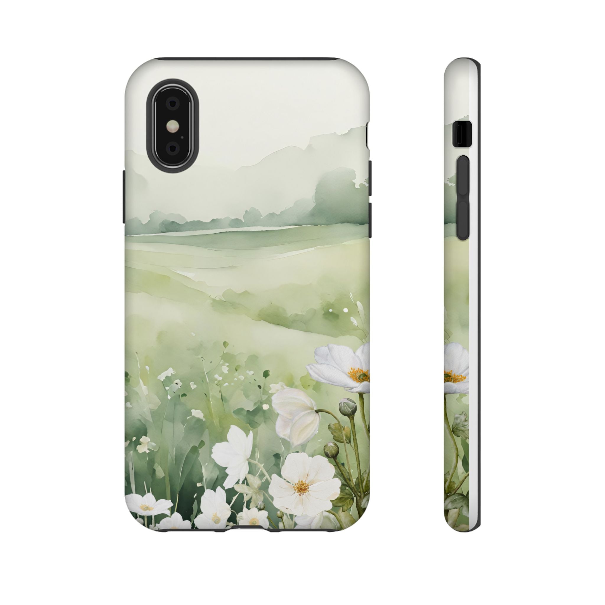 Phone Case - Soft Serene Landscape with White Flowers