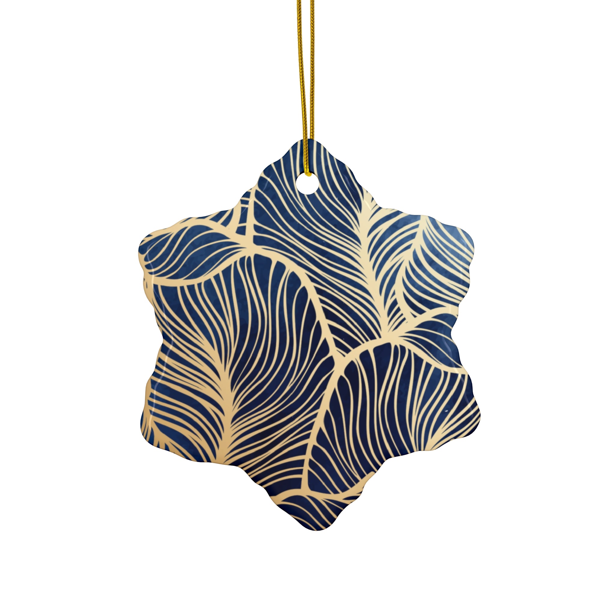 Ceramic Ornament, Elegant Navy Blue and Gold