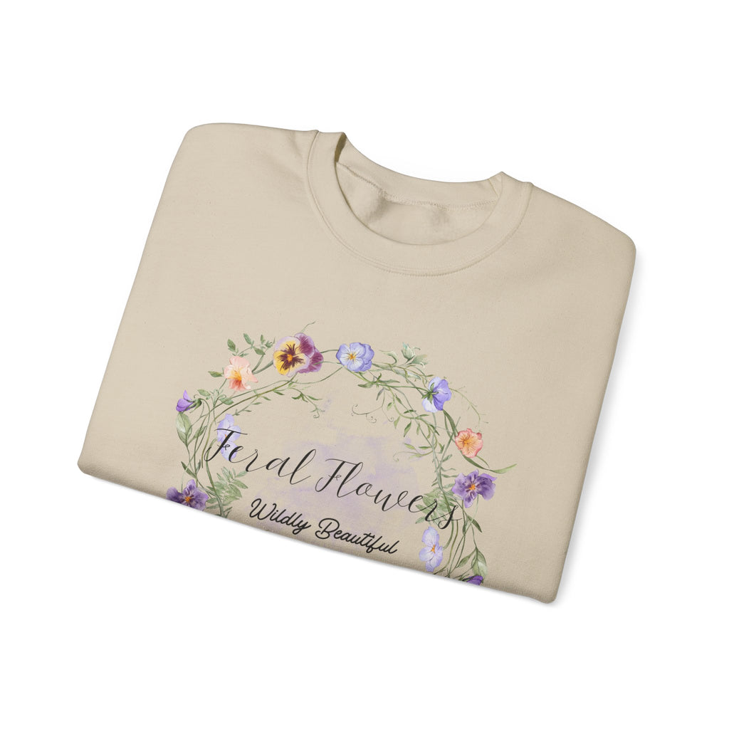Floral Crewneck Sweatshirt with 'Wildly Beautiful' Slogan