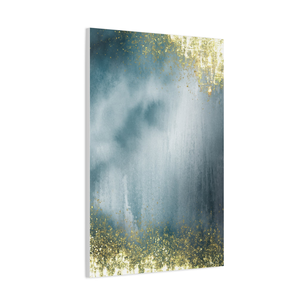 Abstract Teal & Gold Matte Canvas Print — Stretched Wall Art
