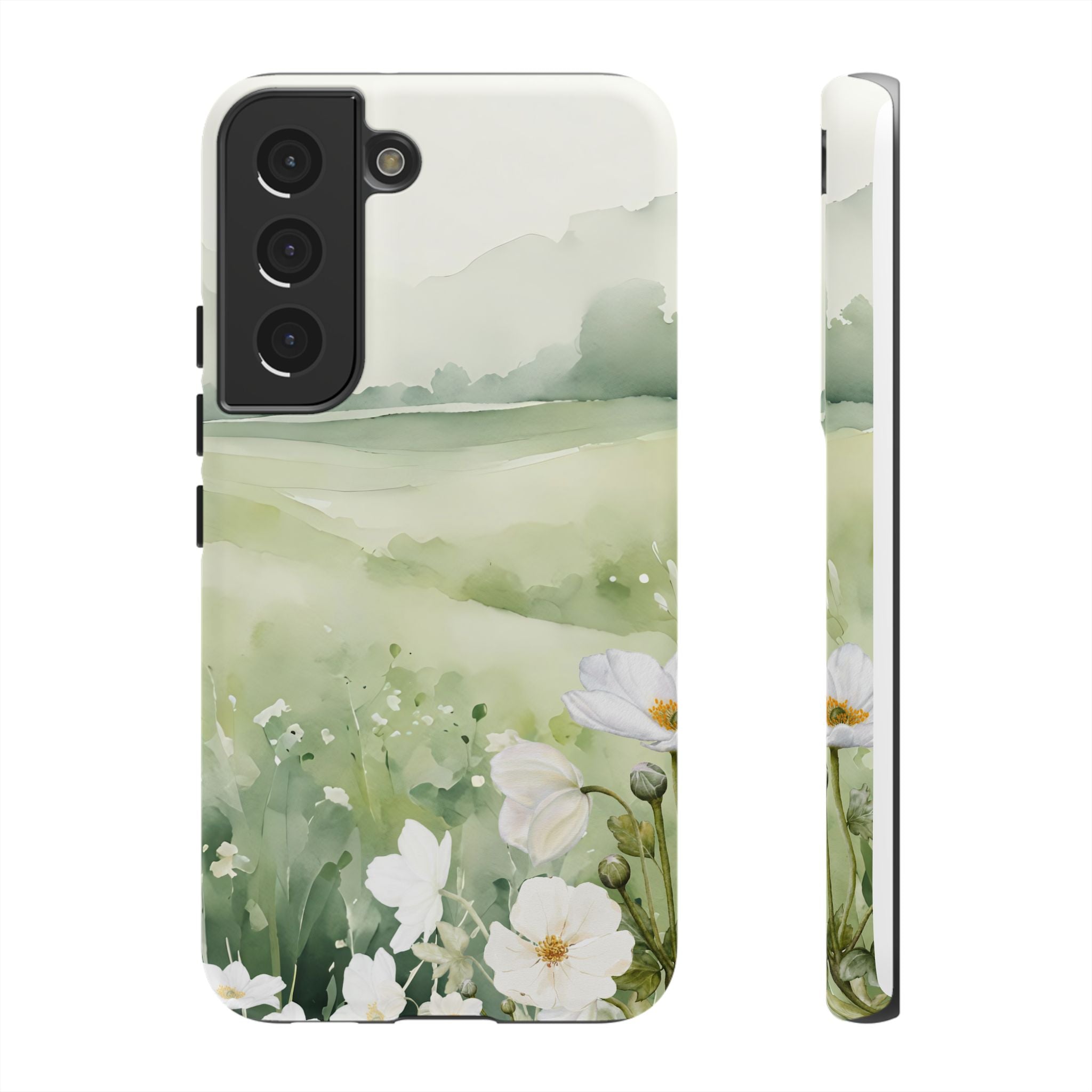 Phone Case - Soft Serene Landscape with White Flowers