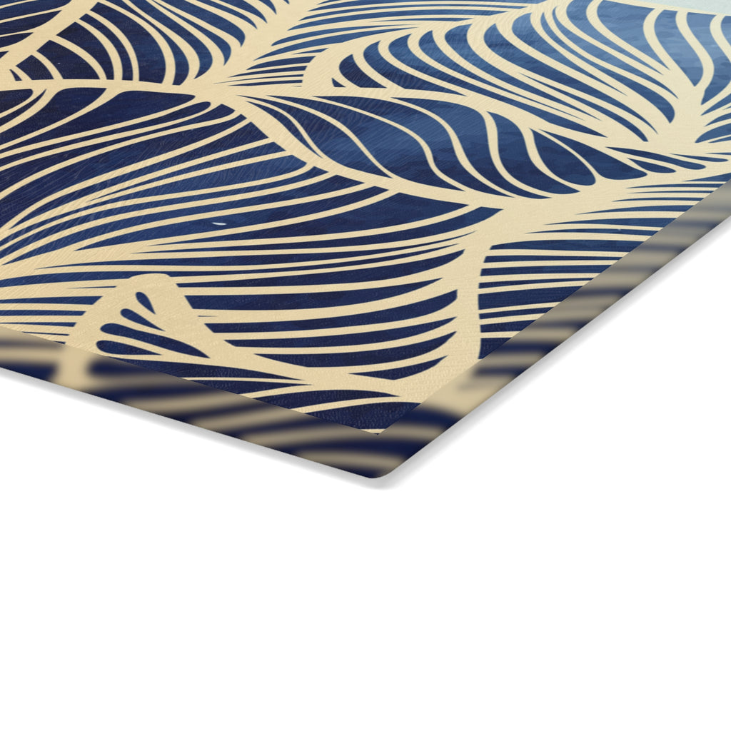 Elegant Leaf Design Glass Cutting Board