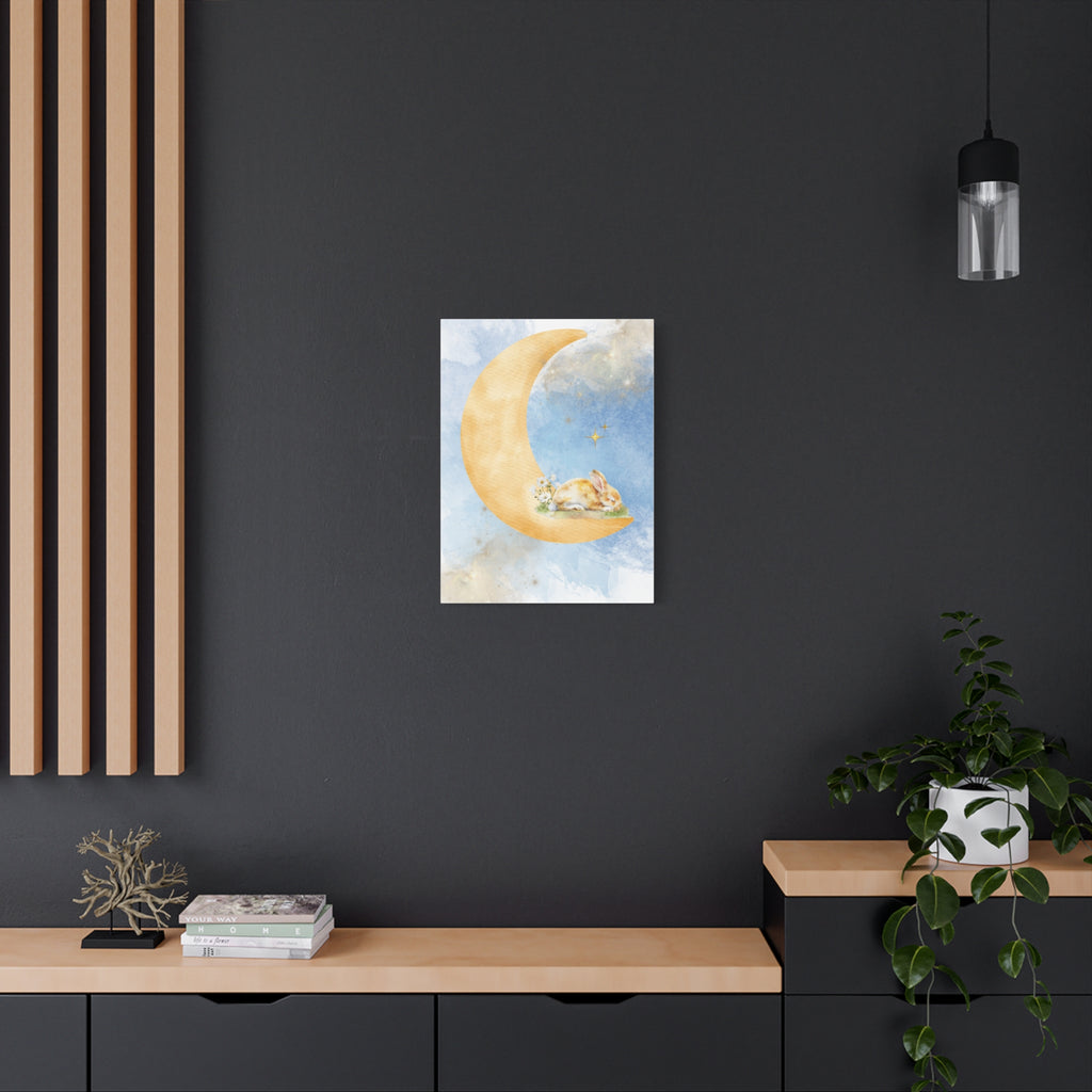 Whimsical Moon Rabbit Canvas Art