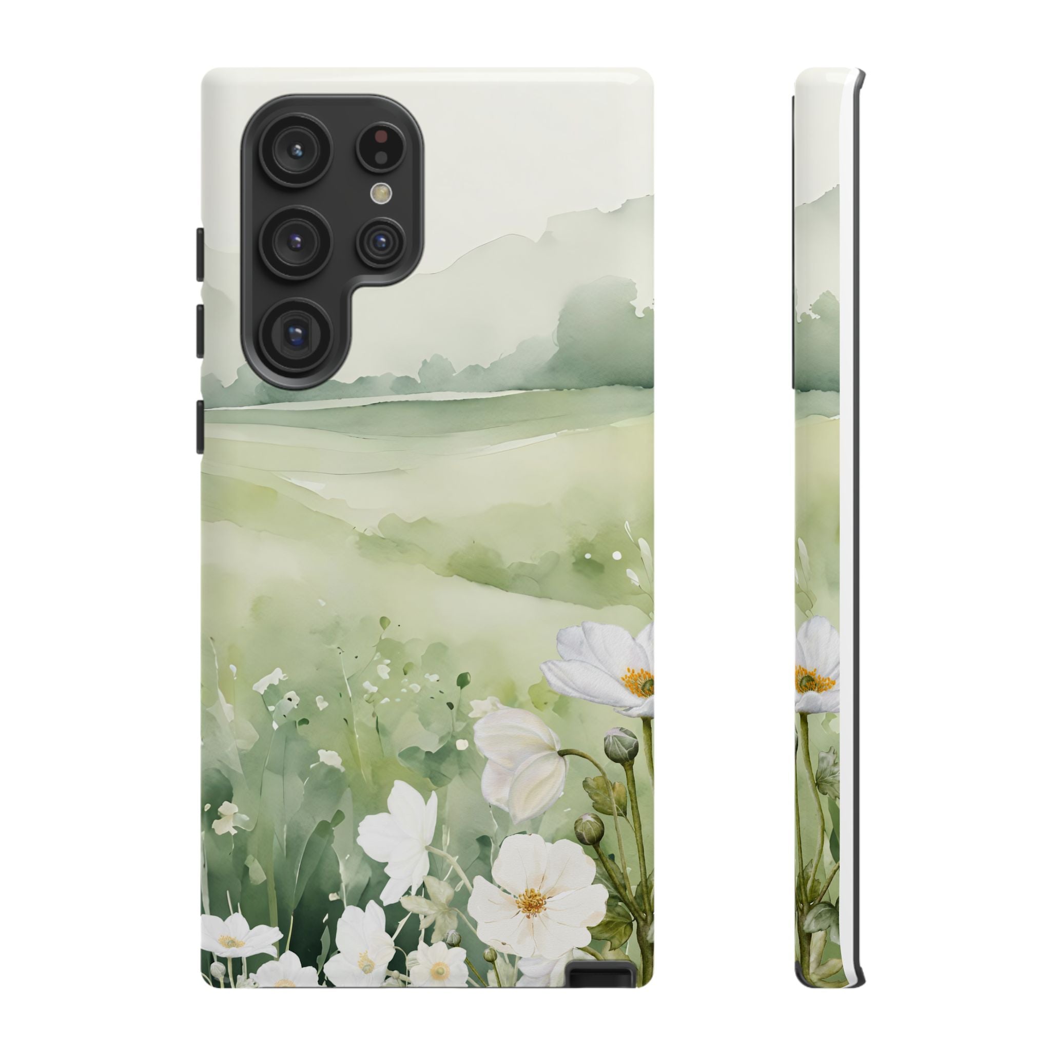 Phone Case - Soft Serene Landscape with White Flowers