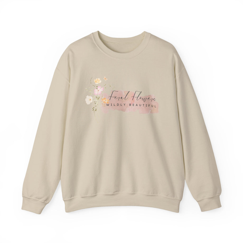Crewneck Sweatshirt with Feral Flowers Design