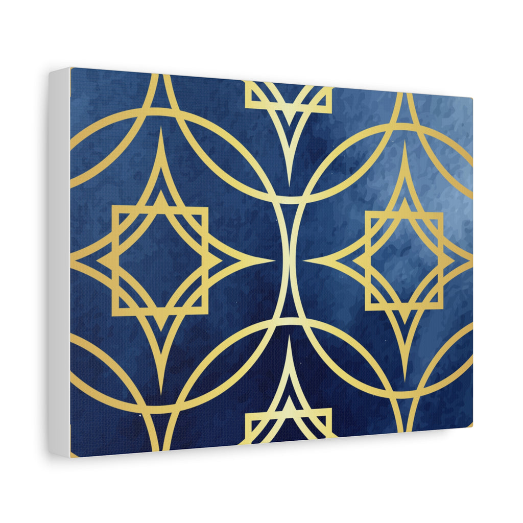 Elegant Blue and Gold Geometric Canvas Wall Art 12 x9, 11x14