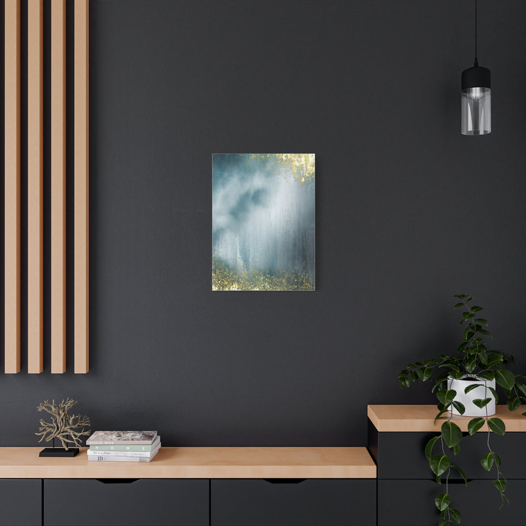 Abstract Teal & Gold Matte Canvas Print — Stretched Wall Art