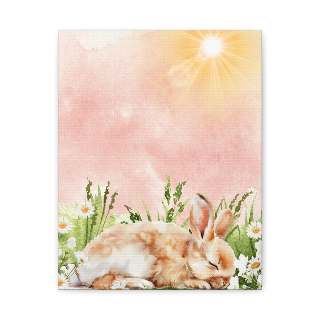 Canvas Print - Baby Bunny Napping in Watercolor Sunlight