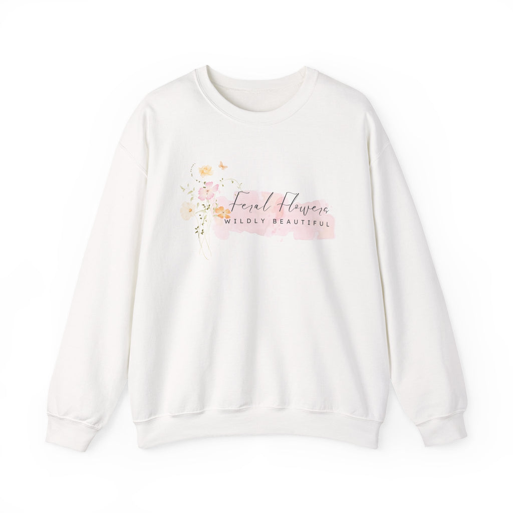 Crewneck Sweatshirt with Feral Flowers Design