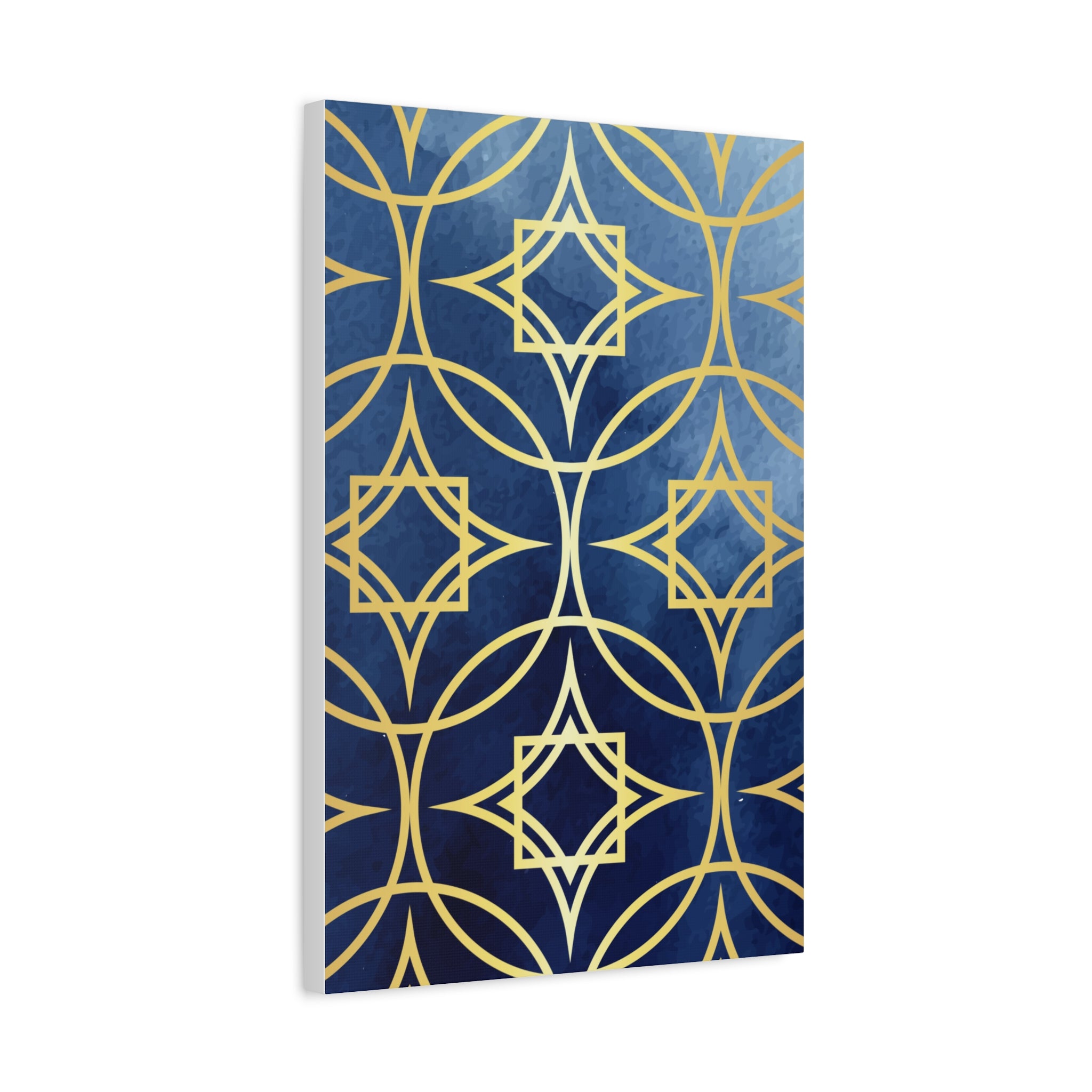 Elegant Blue and Gold Geometric Canvas Wall Art 12 x9, 11 x14