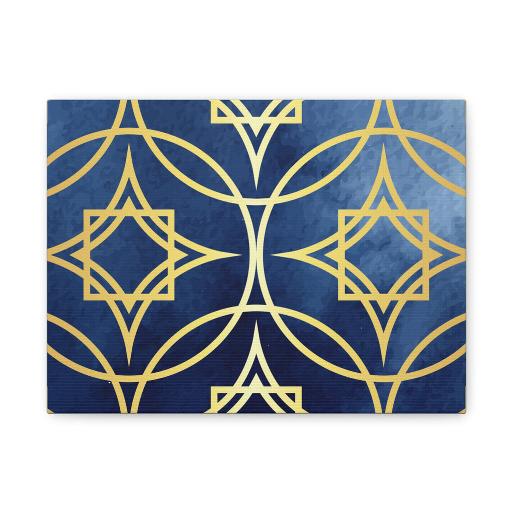 Elegant Blue and Gold Geometric Canvas Wall Art 12 x9, 11x14