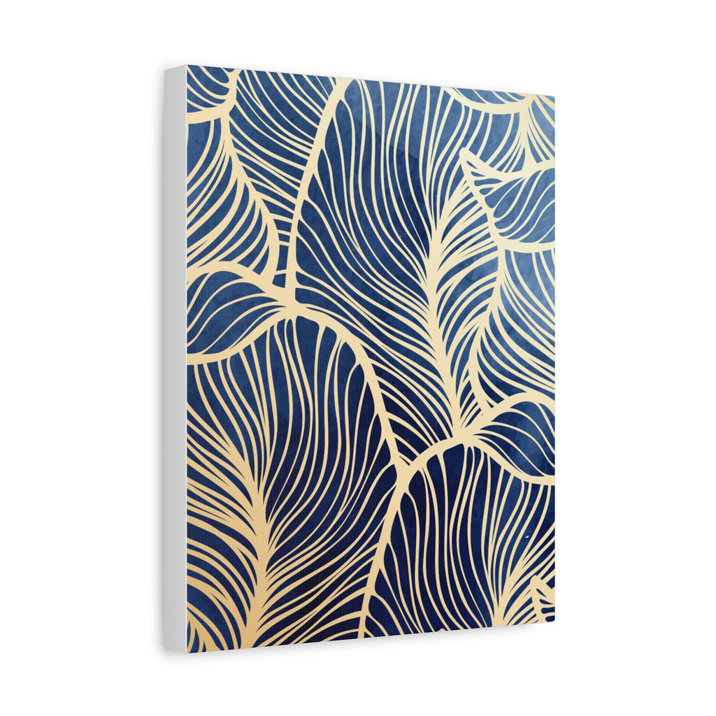 Navy Leaf Pattern Canvas Wall Art 12 x9, 11 x14, 12x16