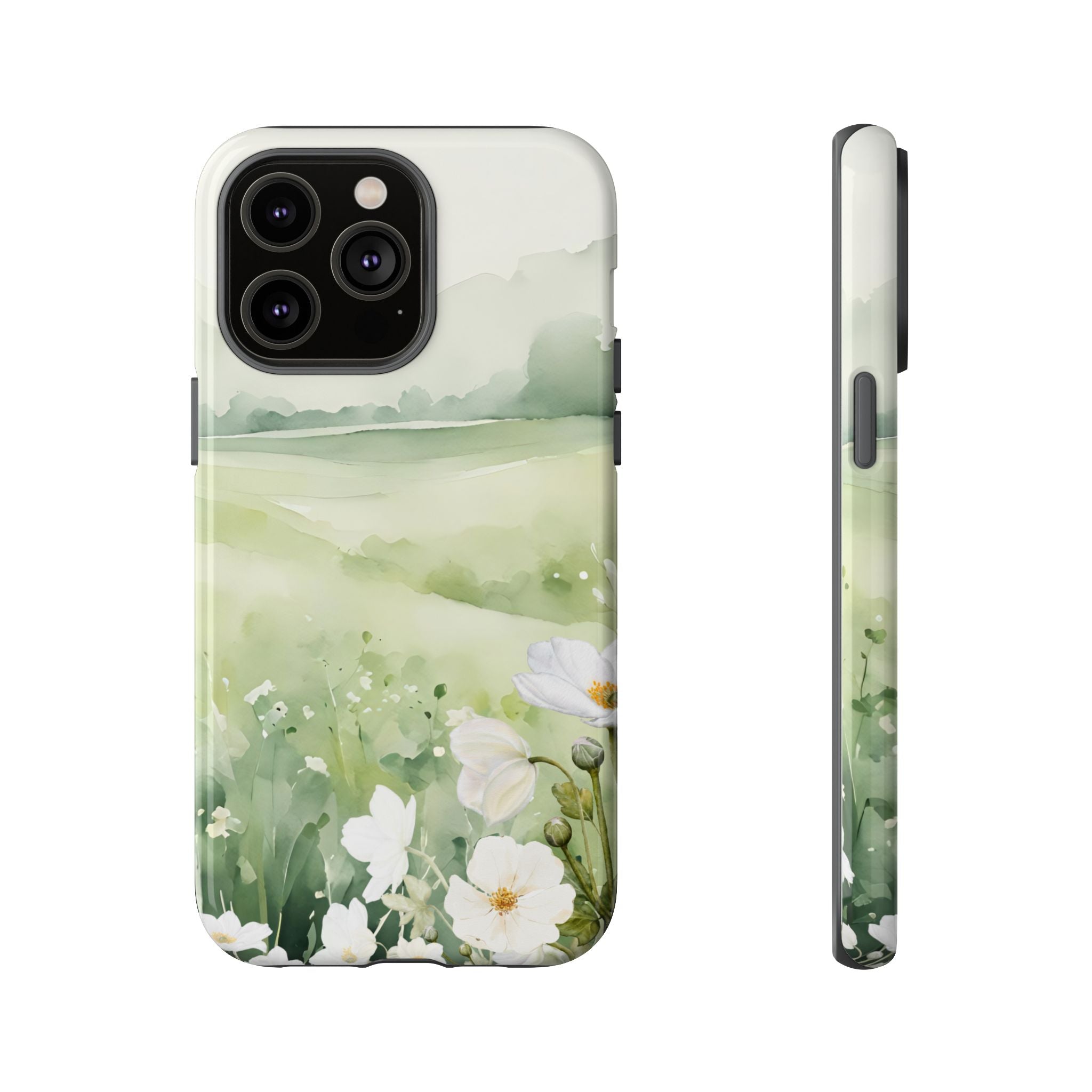Phone Case - Soft Serene Landscape with White Flowers