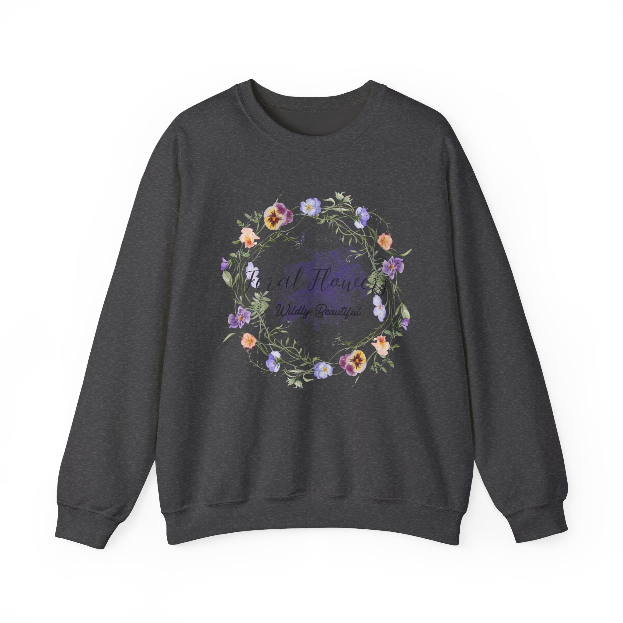 Floral Crewneck Sweatshirt with 'Wildly Beautiful' Slogan