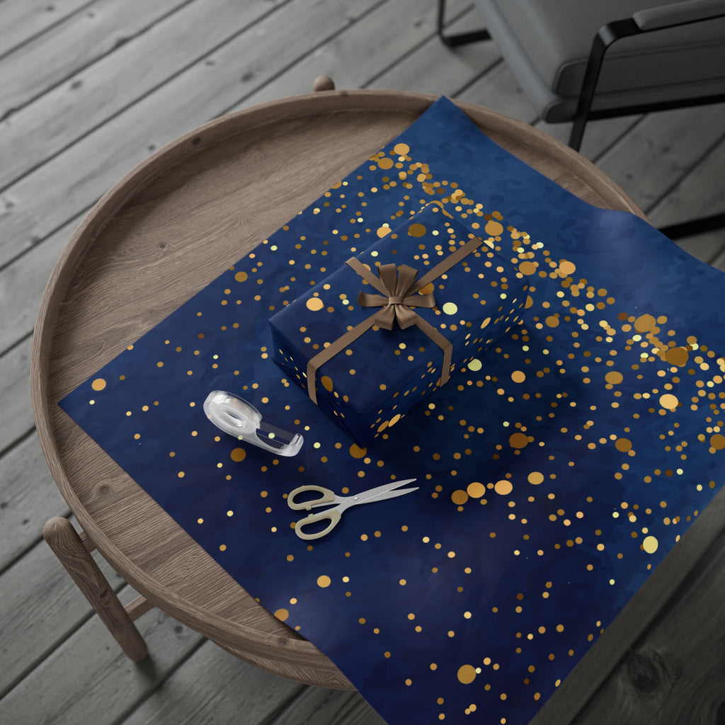 Elegant Blue and Gold Dotted Wrapping Paper Roll