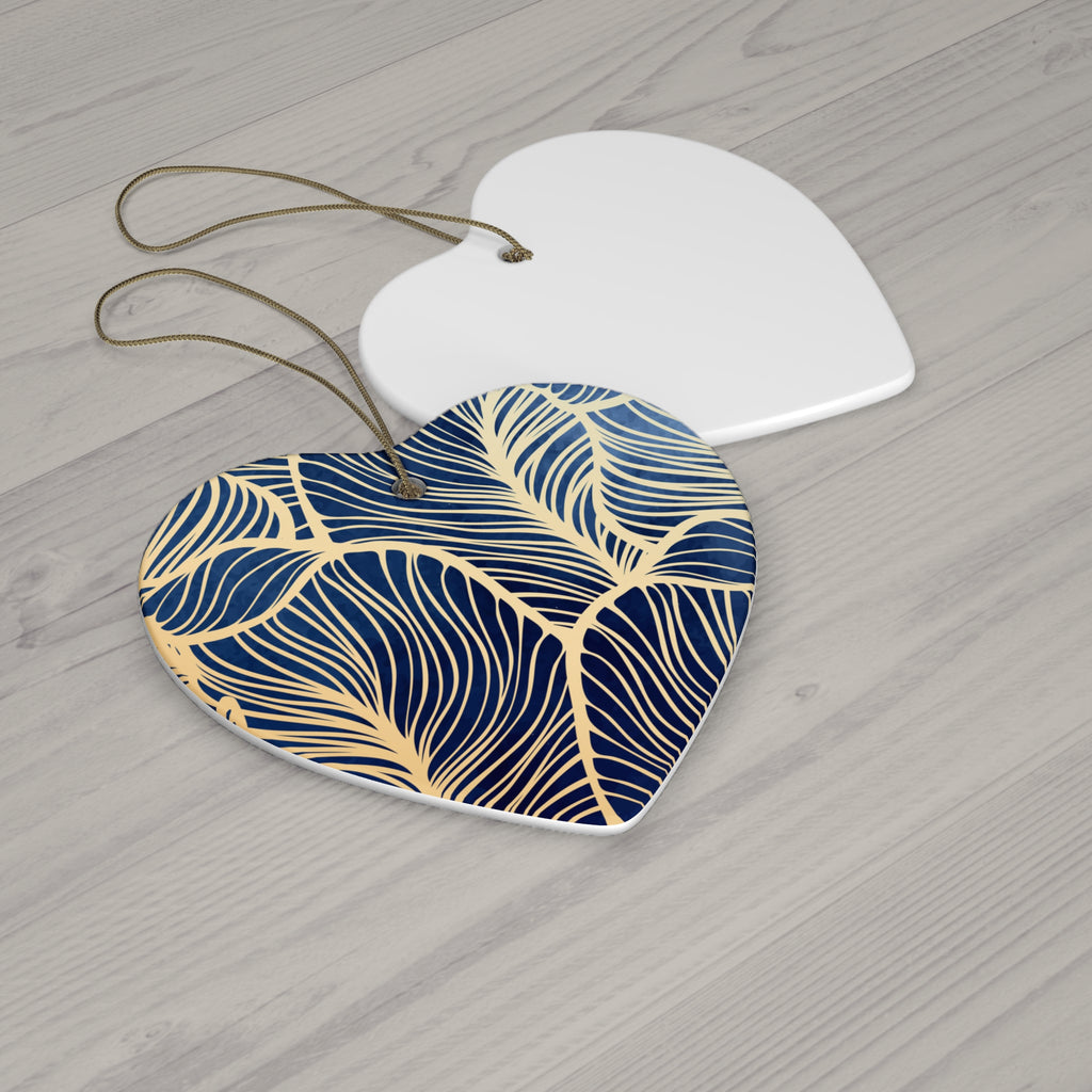 Ceramic Ornament, Elegant Navy Blue and Gold
