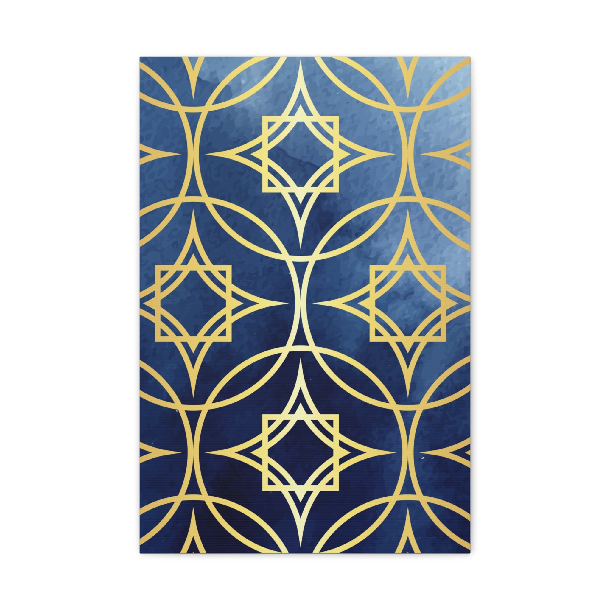 Elegant Blue and Gold Geometric Canvas Wall Art 12 x9, 11 x14