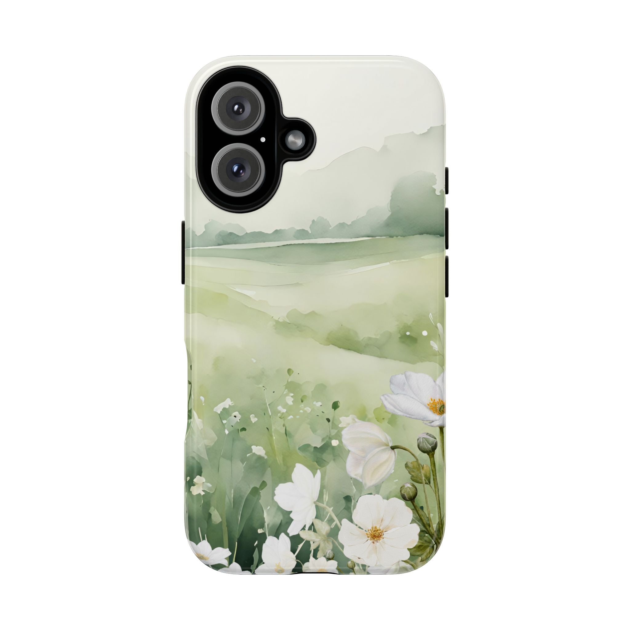 Phone Case - Soft Serene Landscape with White Flowers