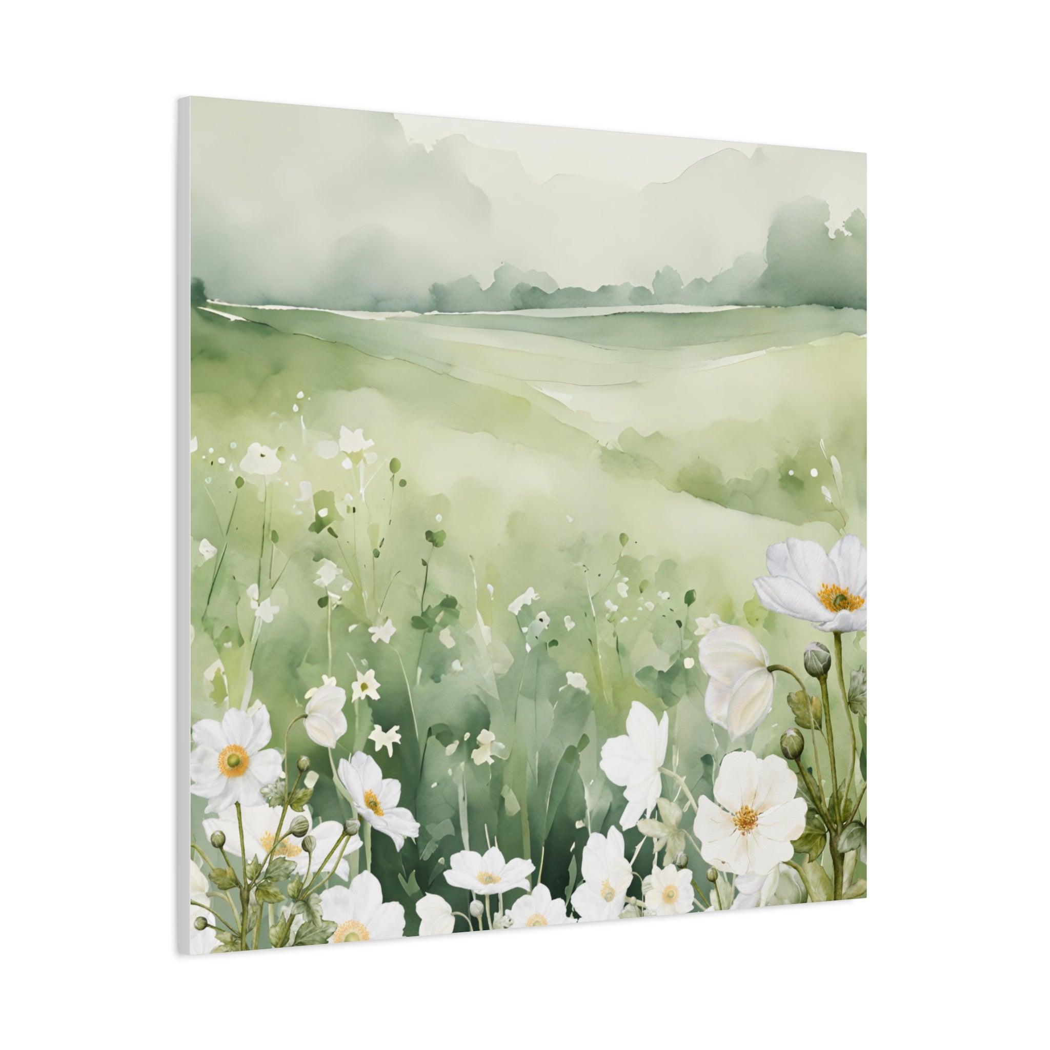 Spring Floral Canvas Art Print, Botanical Wall Decor, Greenery Home Decor, Nature Painting for Living Room, Gift for Nature Lovers 36 x36