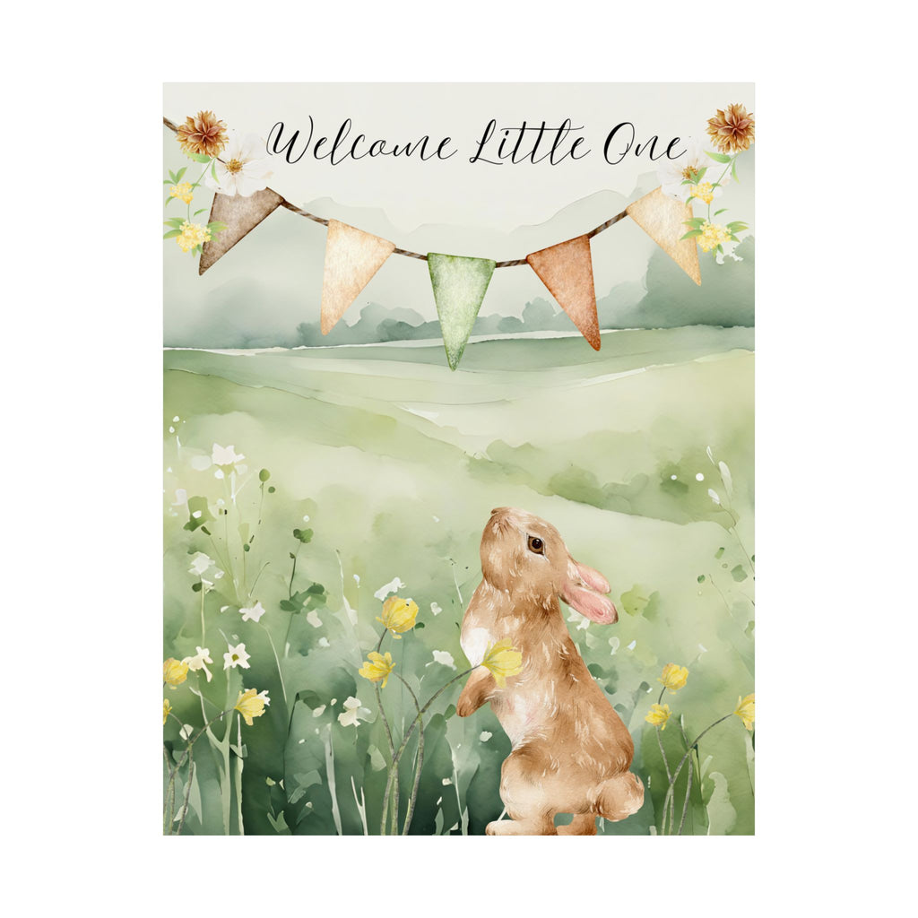 Vertical Poster - Sweet Bunny Watercolor Nursery Decor 8 x10, 11 x14, 12 x 16