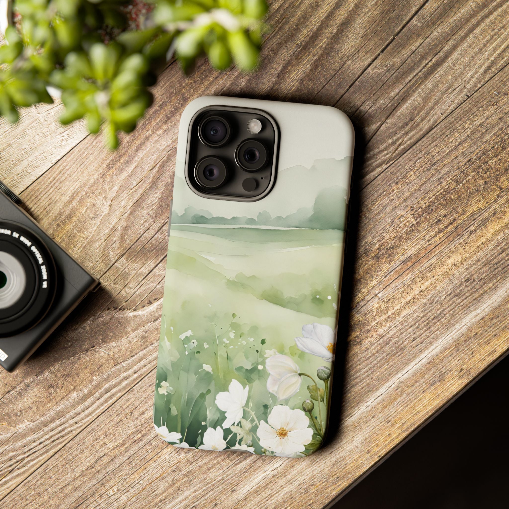 Phone Case - Soft Serene Landscape with White Flowers