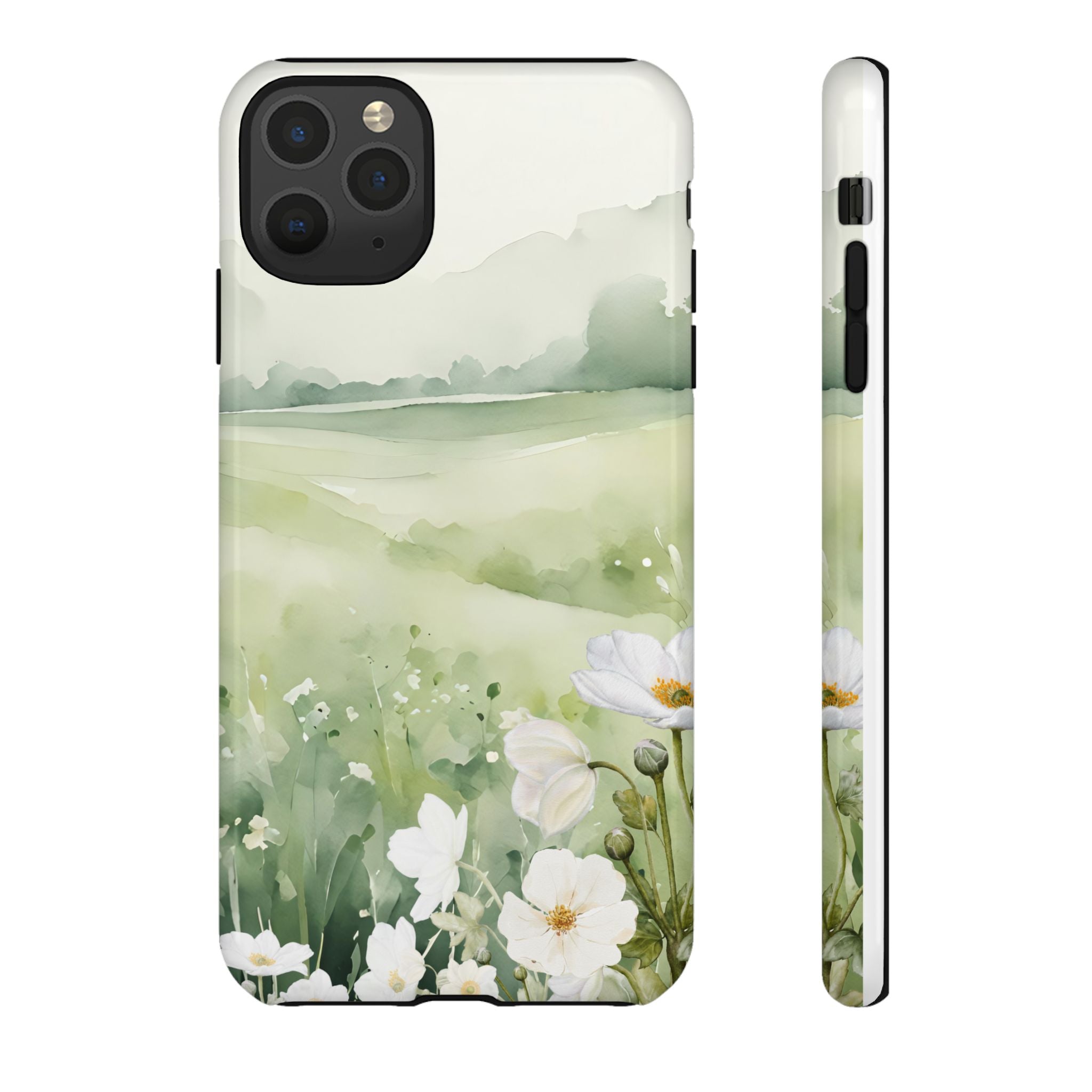 Phone Case - Soft Serene Landscape with White Flowers